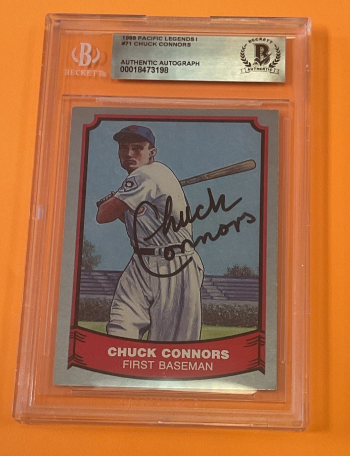 1988 PACIFIC LEGENDS CHUCK CONNORS CHICAGO CUBS SIGNED  AUTO # 71 BECKETT