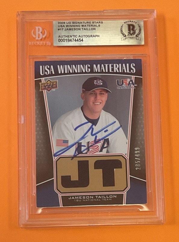 2009 UD SIGNATURE STARS JAMESON TAILLON  USA  SIGNED  AUTO # 17 BECKETT 285/499