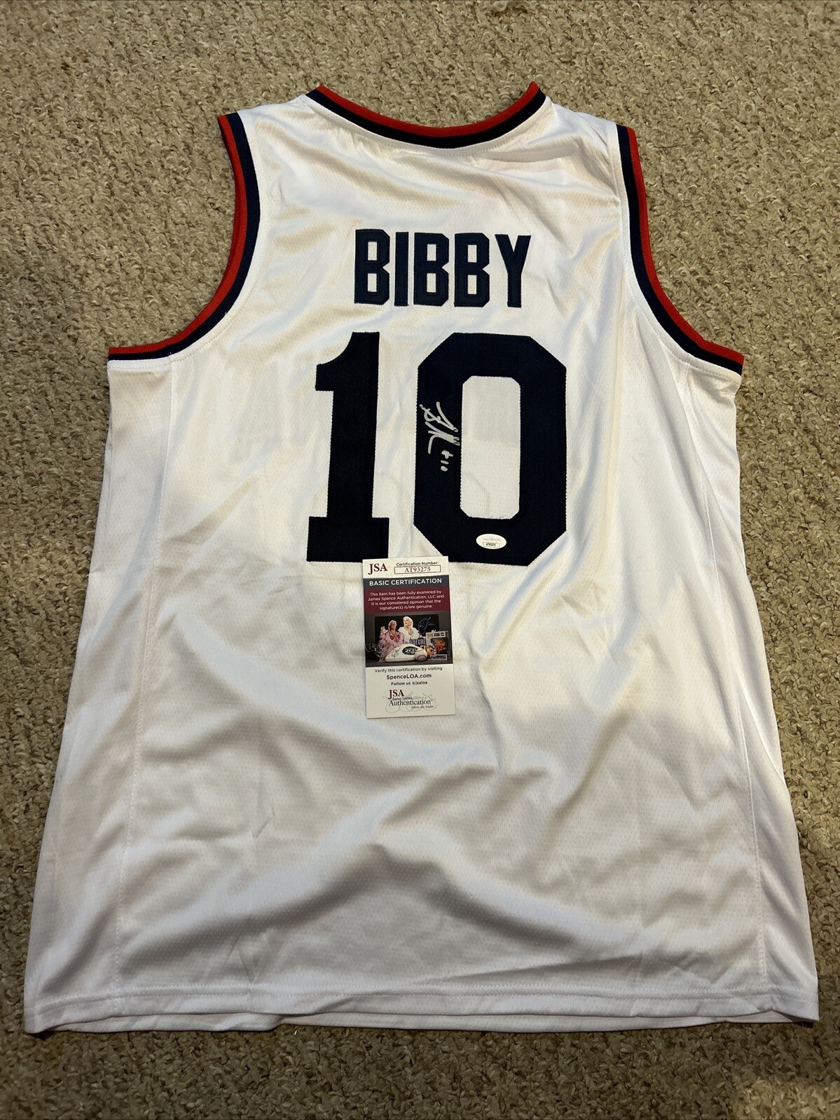 ARIZONA WILDCATS- MIKE BIBBY SIGNED AUTOGRAPH JERSEY JSA COA NBA STAR