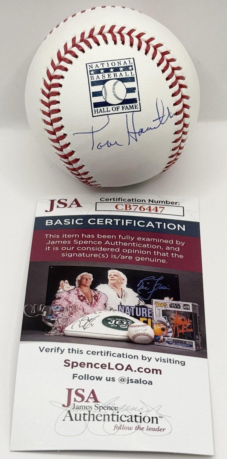 Tom Hamilton Signed OML Hall Of Fame Baseball Cleveland Guardians JSA COA