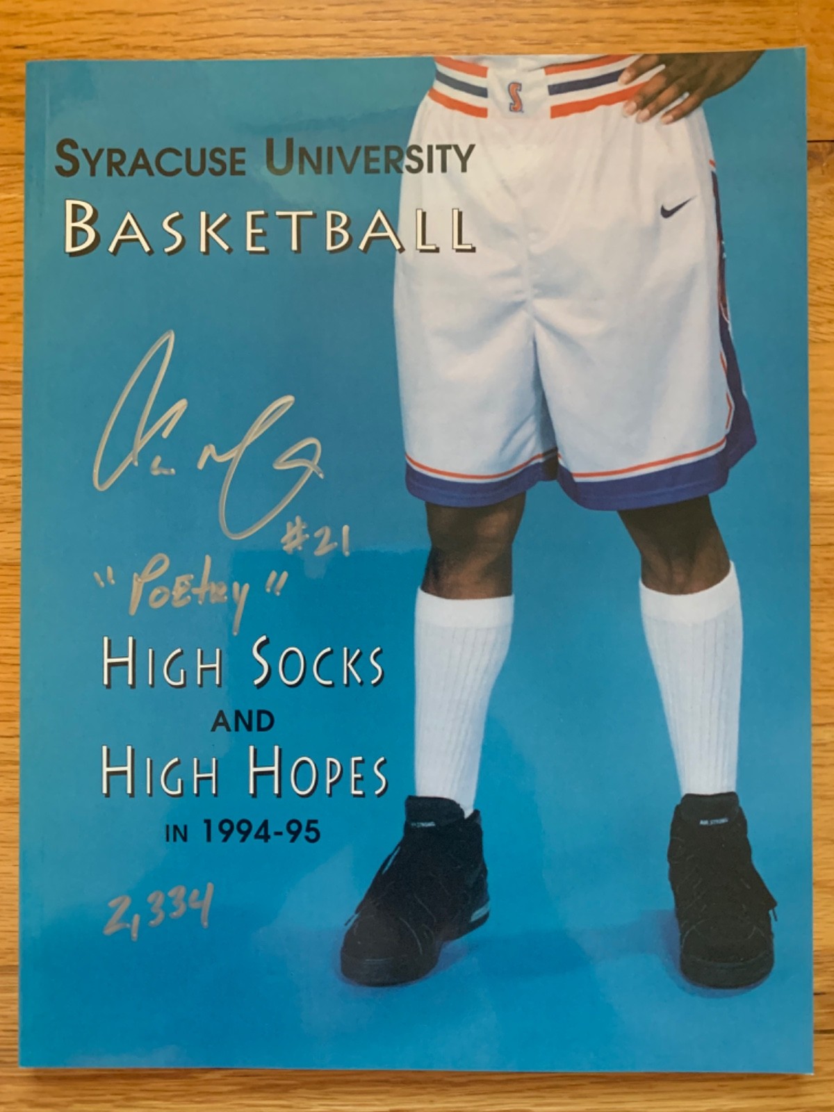 LAWRENCE MOTEN SIGNED 1994-95 SYRACUSE BASKETBALL MEDIA GUIDE    RARE     JSA