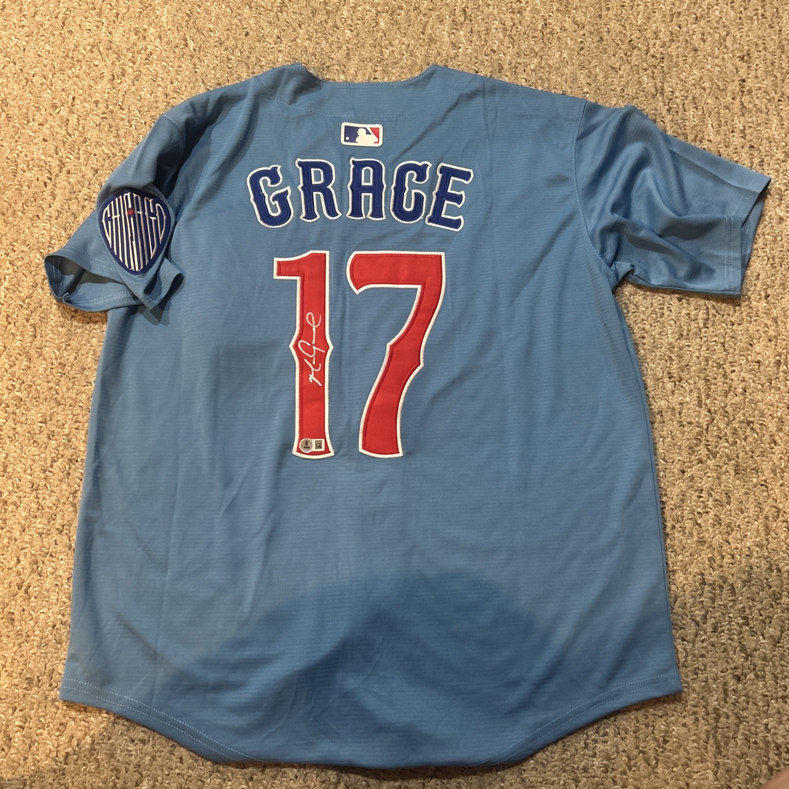 CHICAGO CUBS- MARK GRACE SIGNED AUTOGRAPH JERSEY BECKETT COA CITY CONNECT