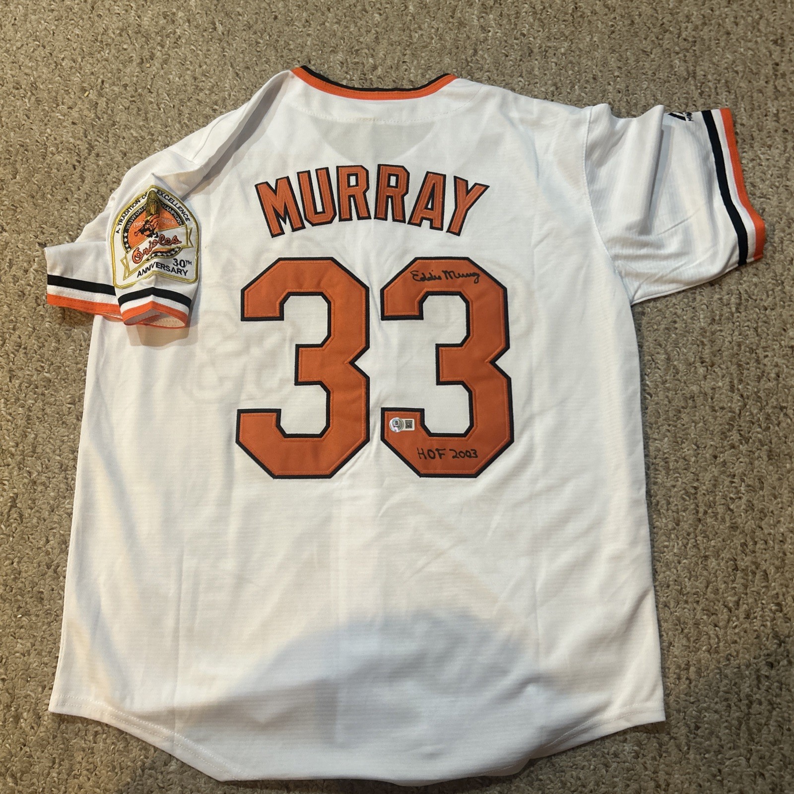 BALTIMORE ORIOLES- EDDIE MURRAY SIGNED AUTOGRAPH JERSEY BECKETT COA HOF 2003