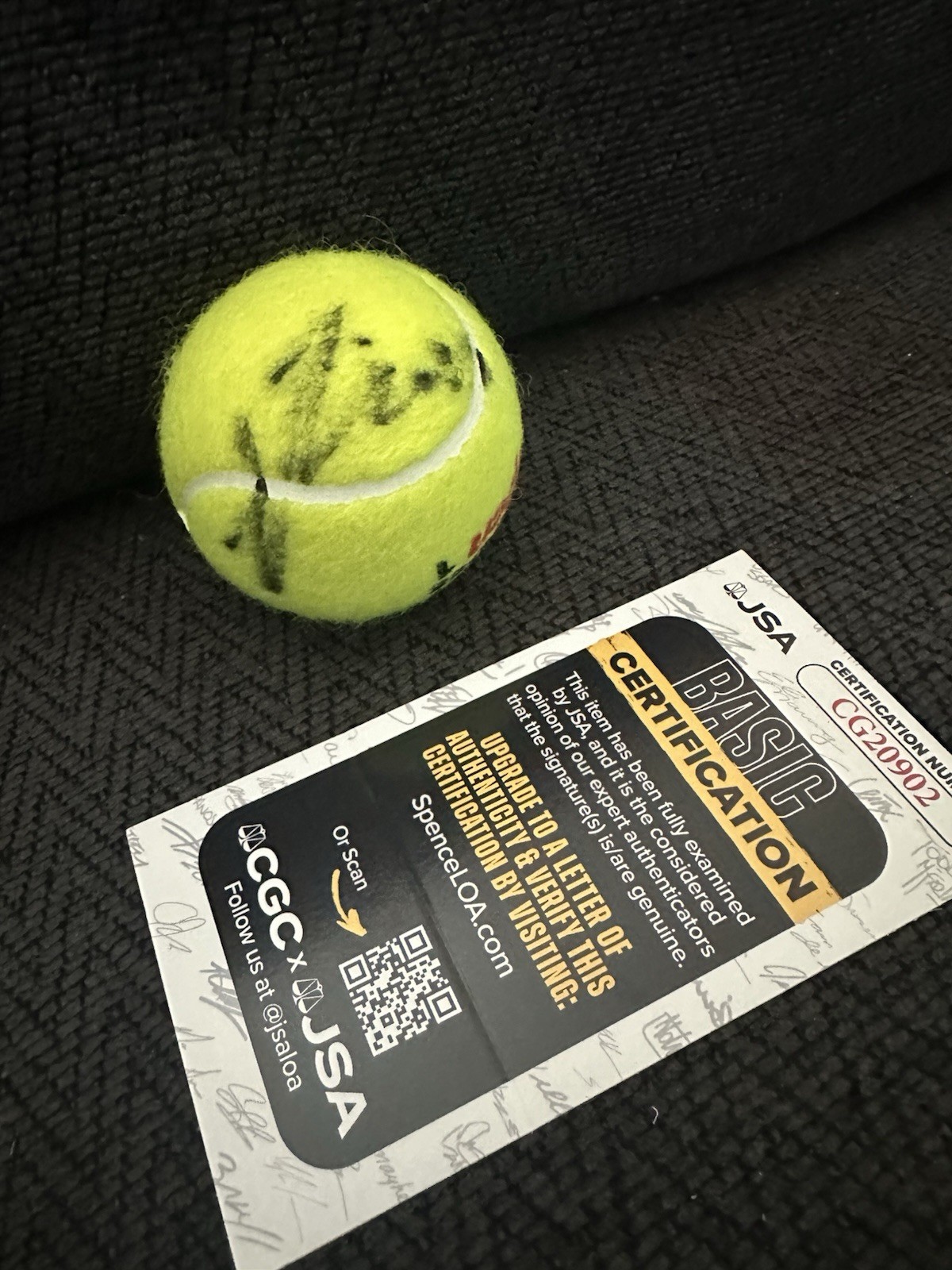 Learner Tien Signed Tennis Ball Autographed JSA Authentication COA