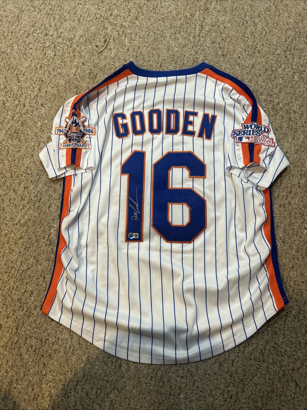 NEW YORK METS- DWIGHT DOC GOODEN SIGNED AUTOGRAPH JERSEY BAS COA 86 WORLD SERIES
