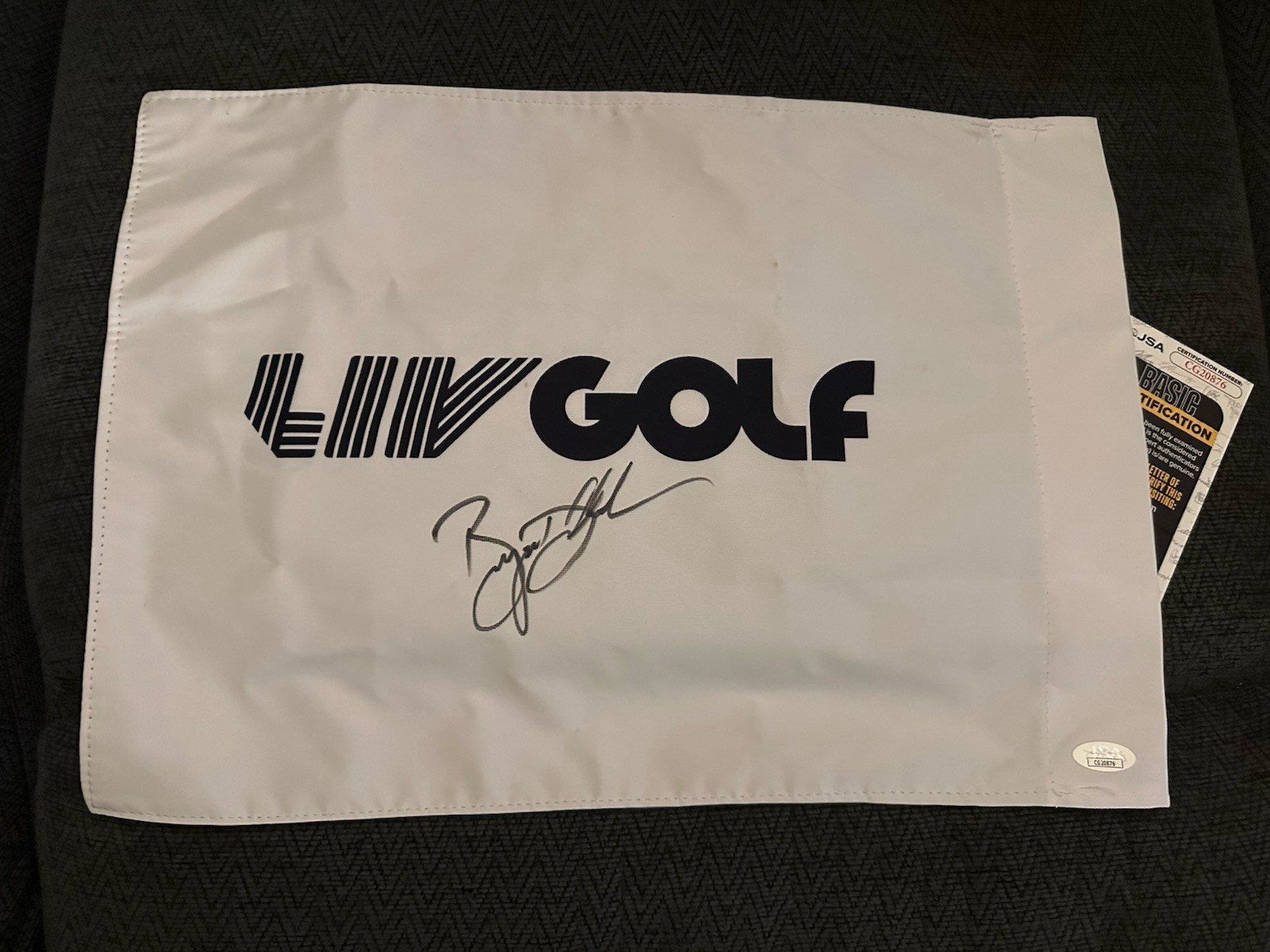 Bryson Dechambeau SIGNED LIV Golf Flag JSA Authenticated COA PGA