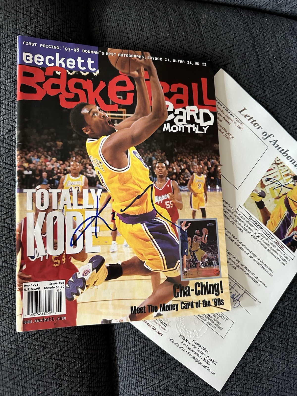 Kobe Bryant Signed Beckett Magazine JSA Authenticated LOA COA May 1998 Issue