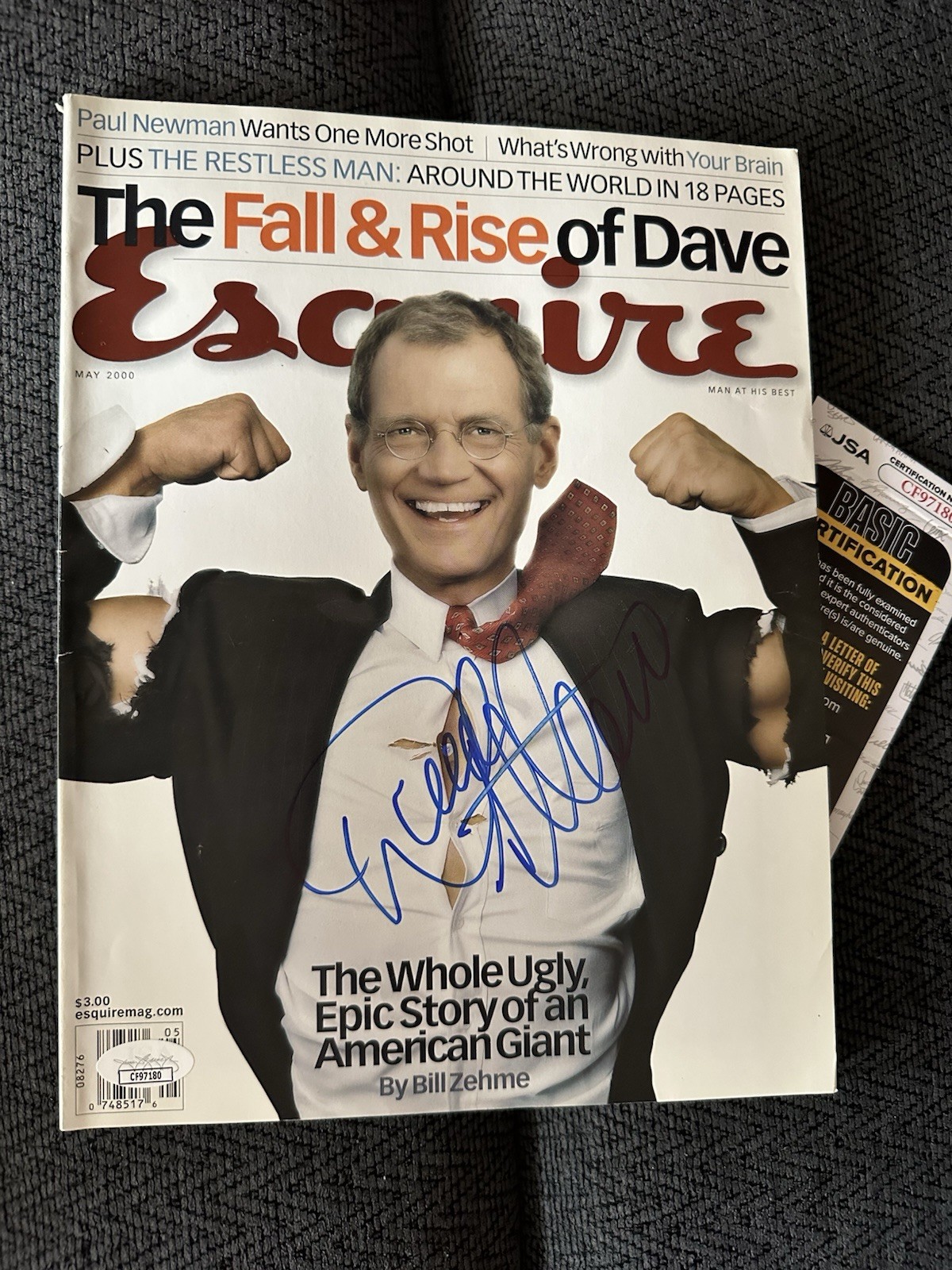 David Letterman signed Esquire Magazine JSA Authentication COA
