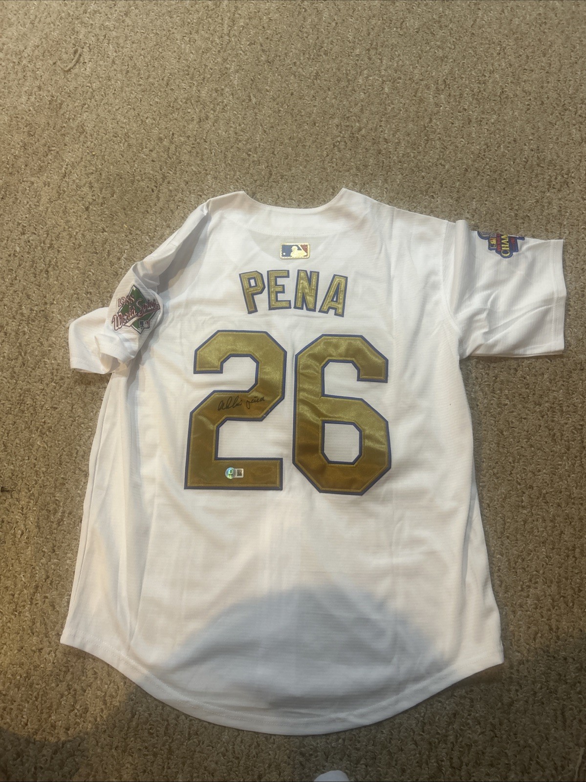 LOS ANGELES DODGERS- ALEJANDRO PENA SIGNED AUTOGRAPH JERSEY BECKETT COA 88 WSC