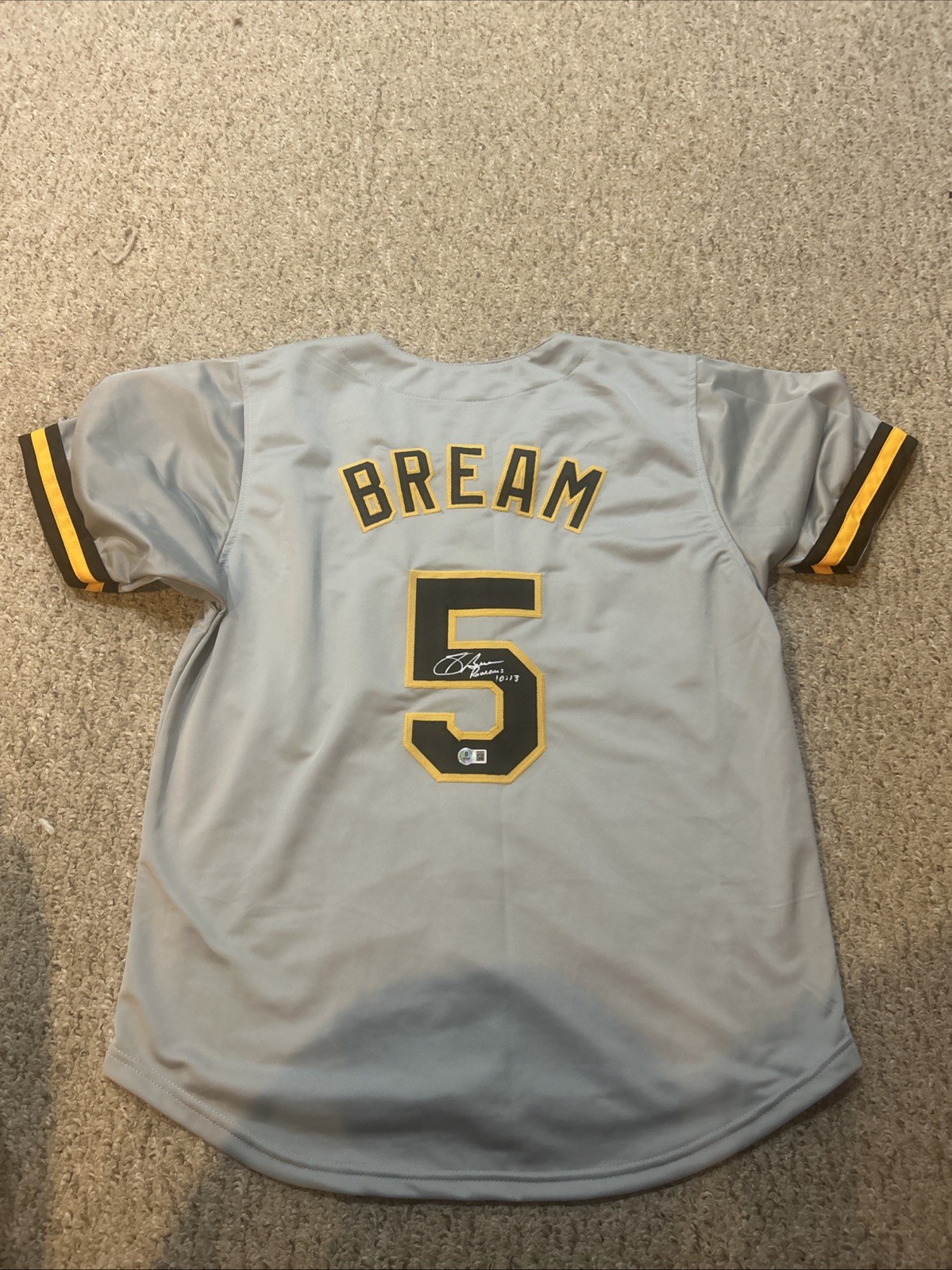 PITTSBURGH PIRATES- SID BREAM SIGNED AUTOGRAPH JERSEY BECKETT COA BAS