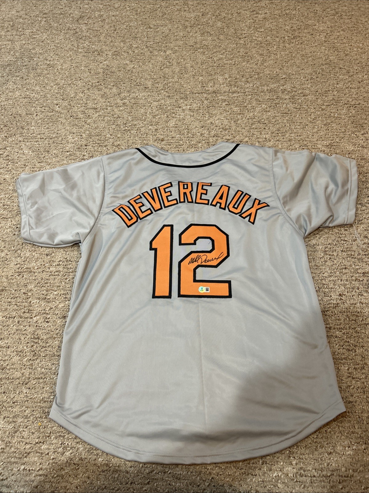 BALTIMORE ORIOLES- MIKE DEVEREAUX SIGNED AUTOGRAPH JERSEY BECKETT COA BAS