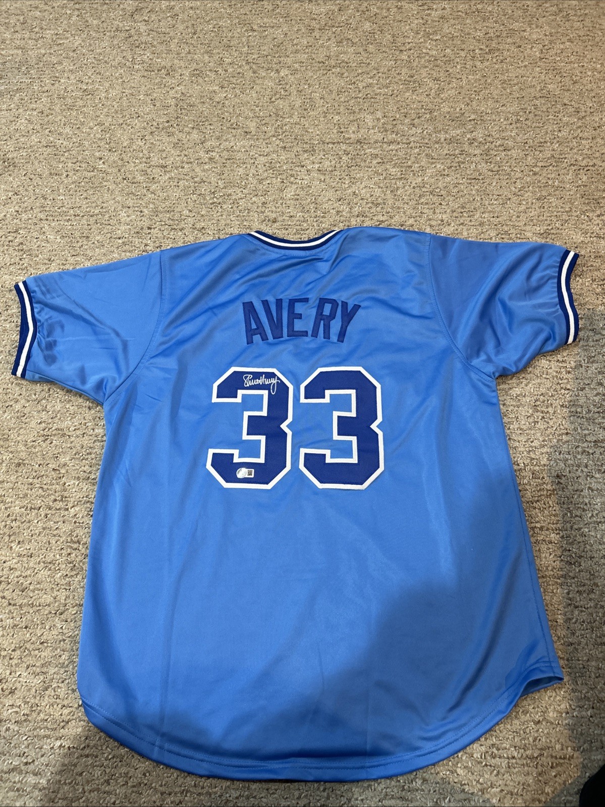 ATLANTA BRAVES- STEVE AVERY SIGNED AUTOGRAPH JERSEY BECKETT COA BAS