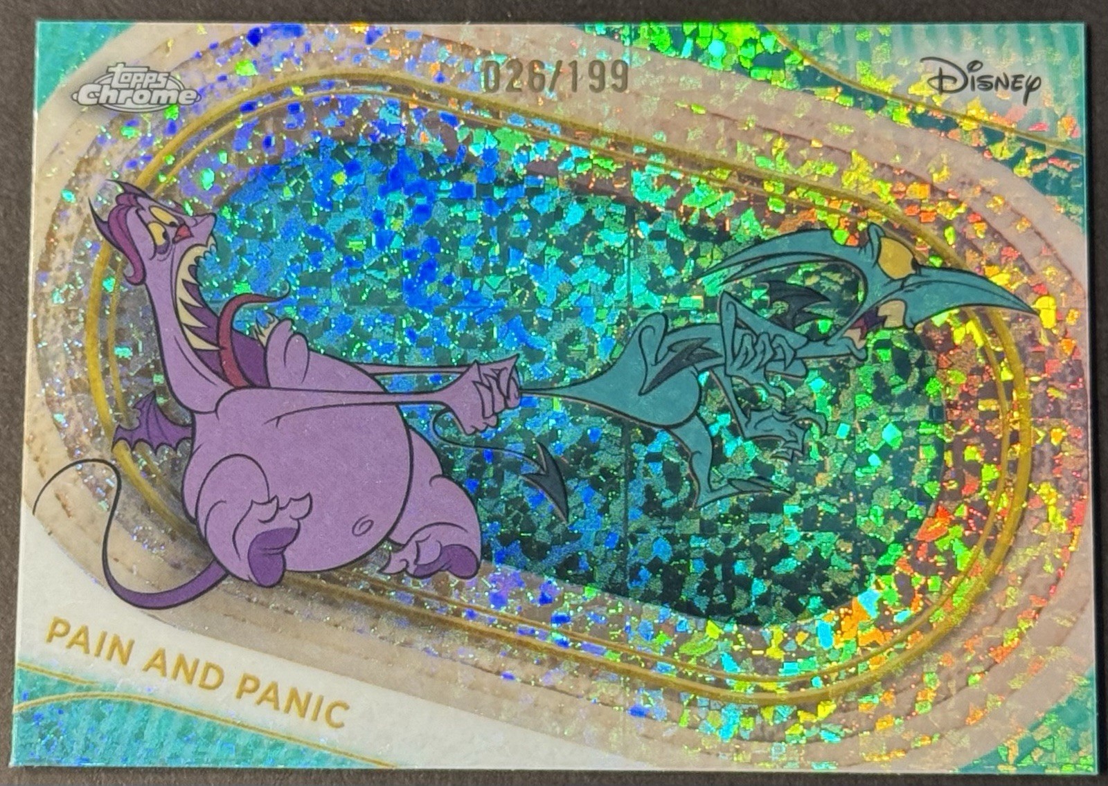 2025 Topps Chrome Disney Pain and Panic Aqua Mini Diamond Refractor #/199
