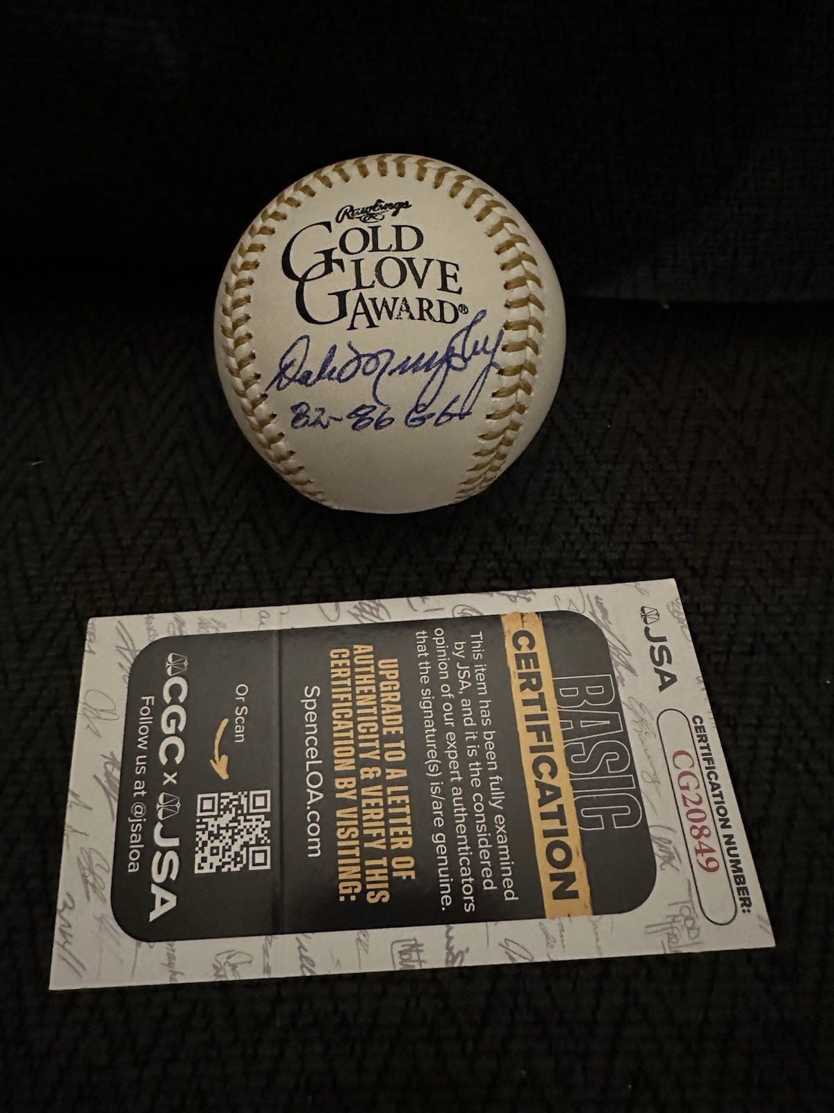 Dale Murphy Signed Gold Glove Baseball Authentic ROMLB JSA Authenticated COA