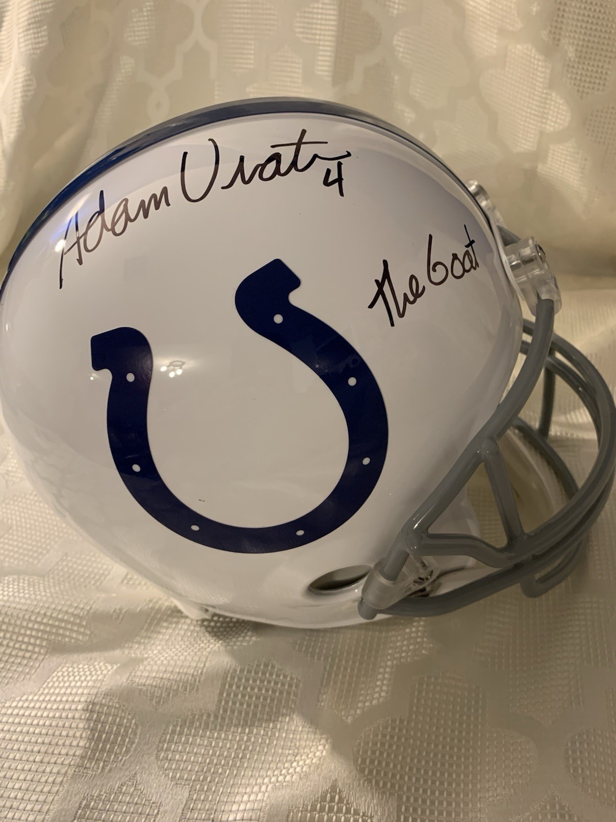 Adam Vinatieri Signed Full Size Helmet New AV Hologram Goat Indianapolis Colts