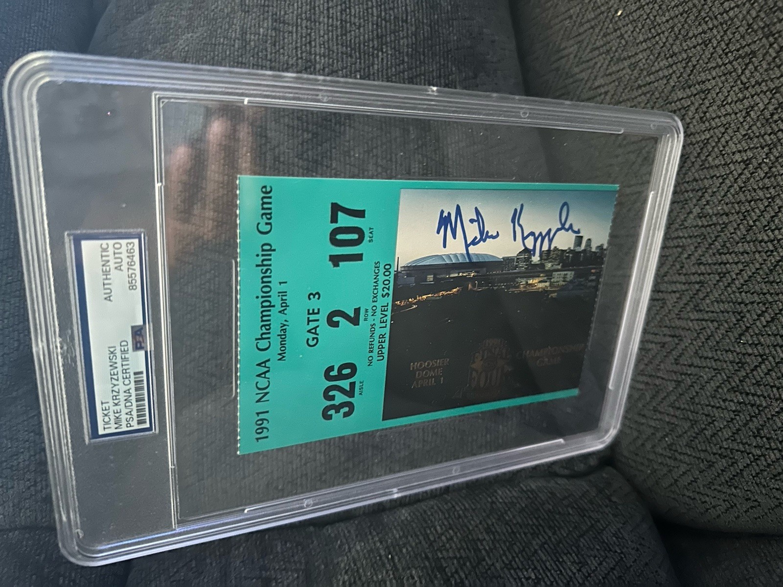 Mike Krzyzewski PSA Slab Authenticated Signed 1991 Ticket Championship Coach K
