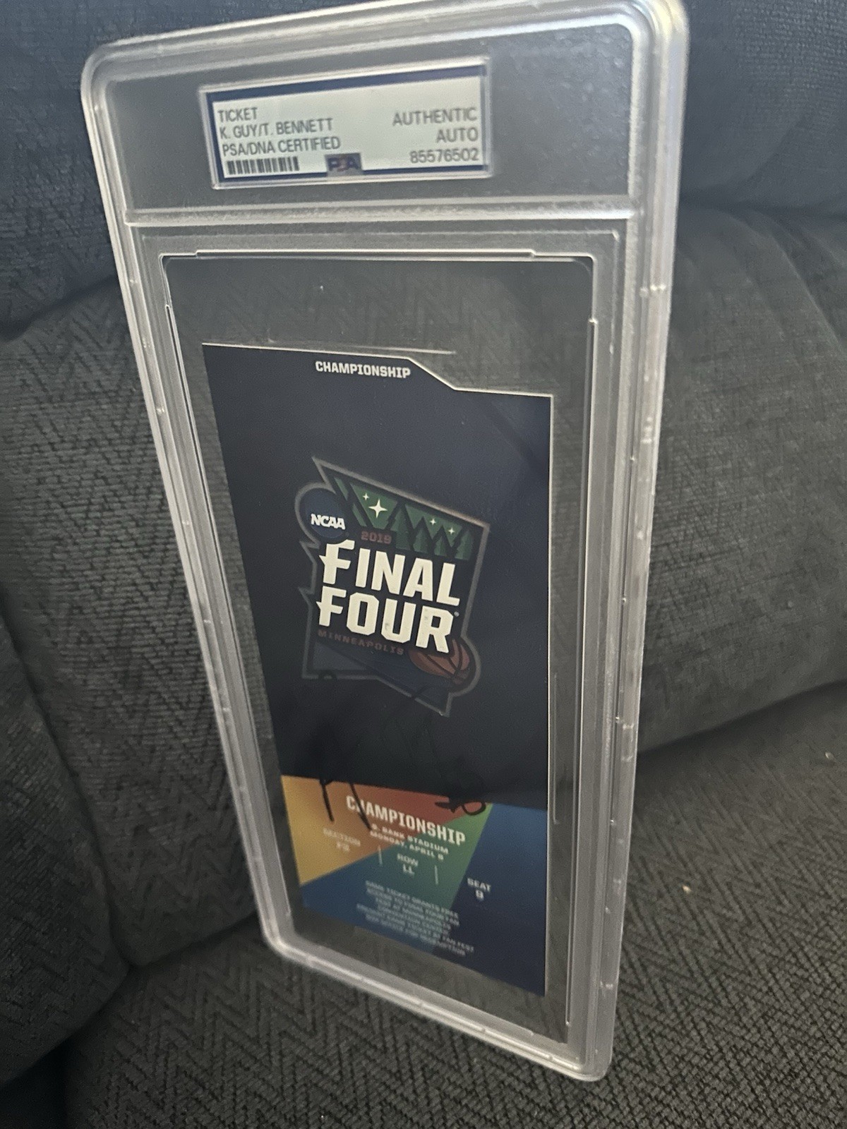 Tony Bennett Kyle Guy PSA Slab Authenticated Signed 2017 Final Four Ticket Stub