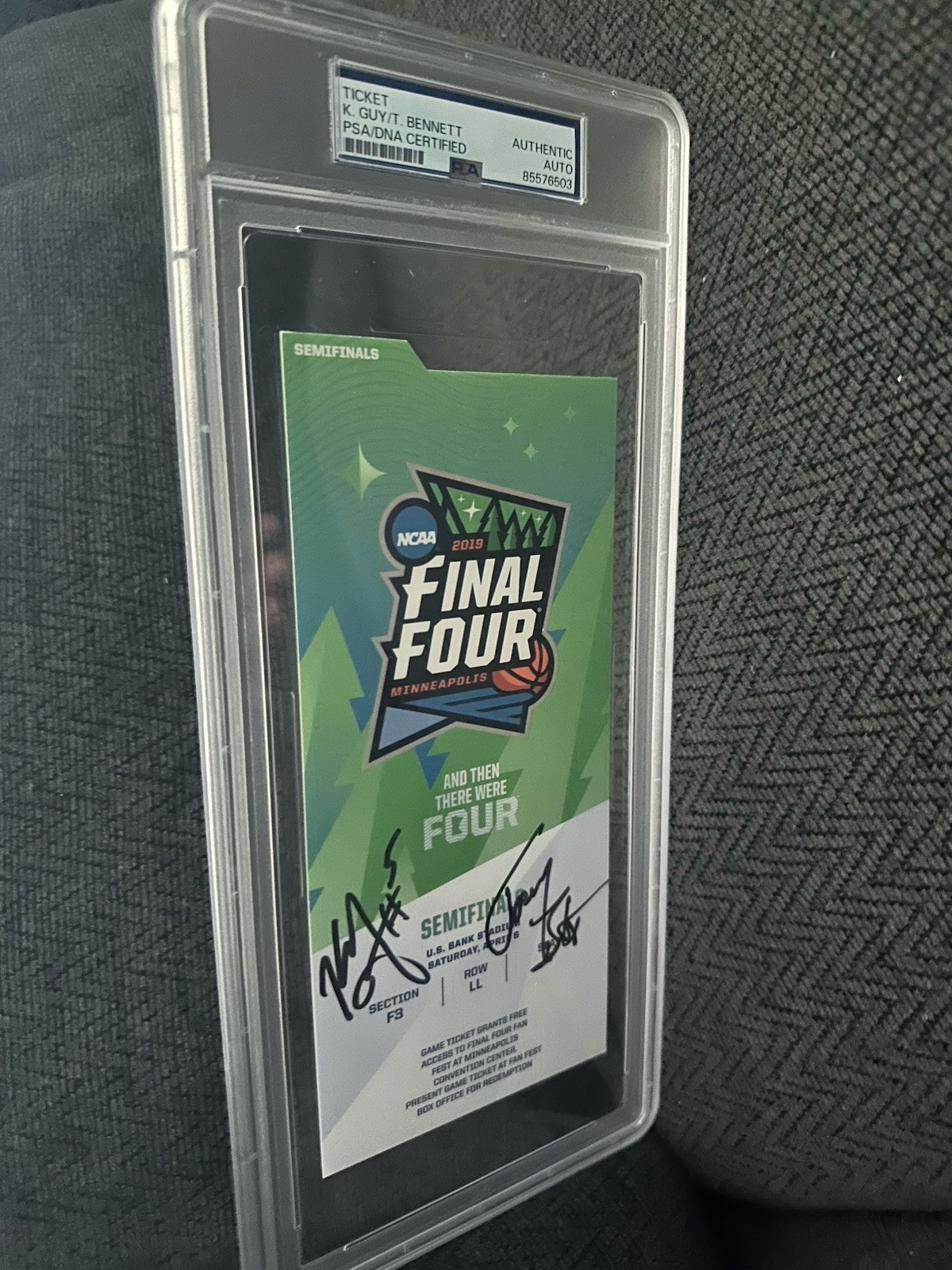Tony Bennett Kyle Guy PSA Slab Authenticated Signed 2017 Final Four Ticket Stub