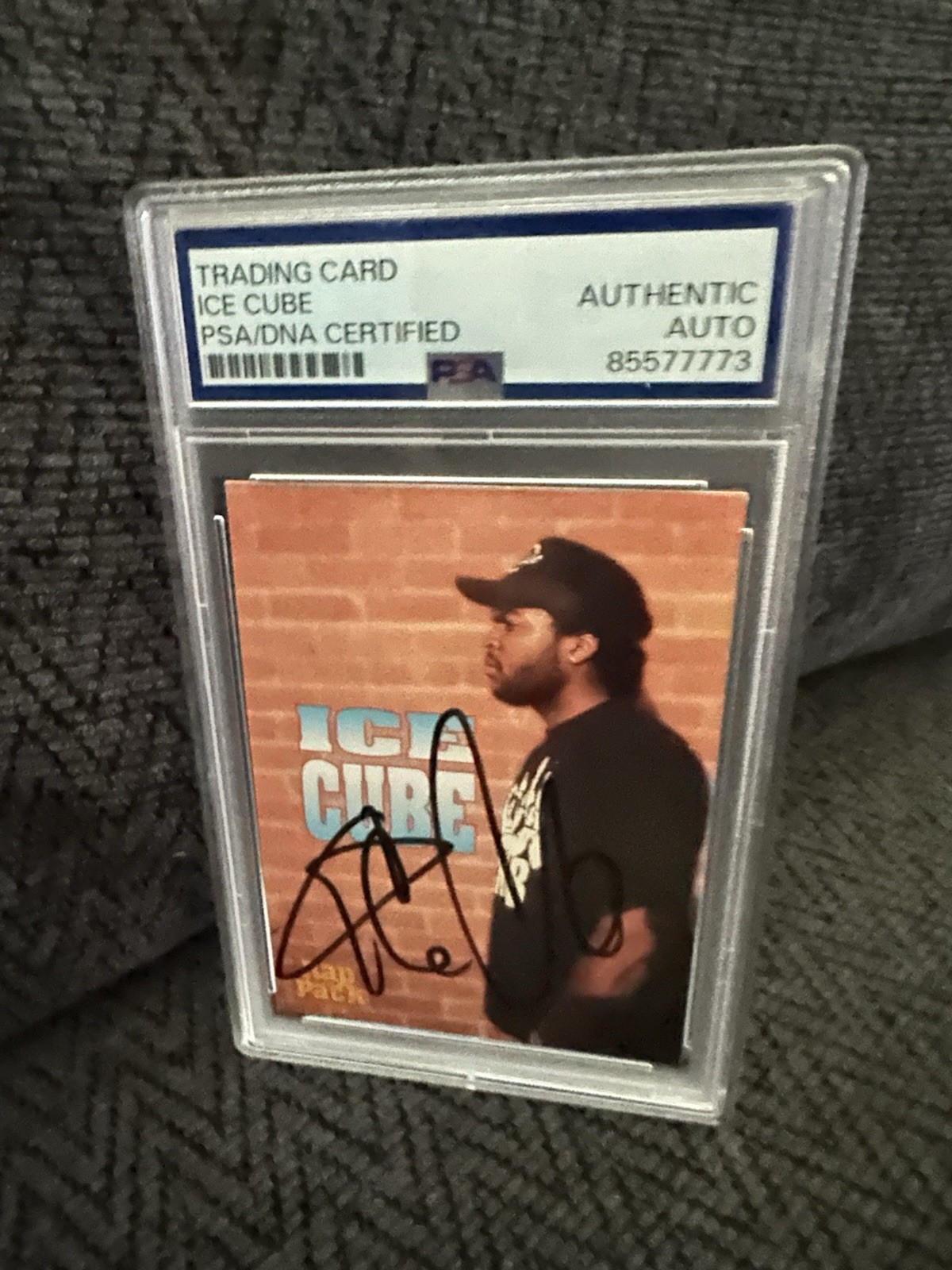 Ice Cube Signed 1991 Rap Pack Trading Card #47 PSA /DNA Slab COA Authenticated