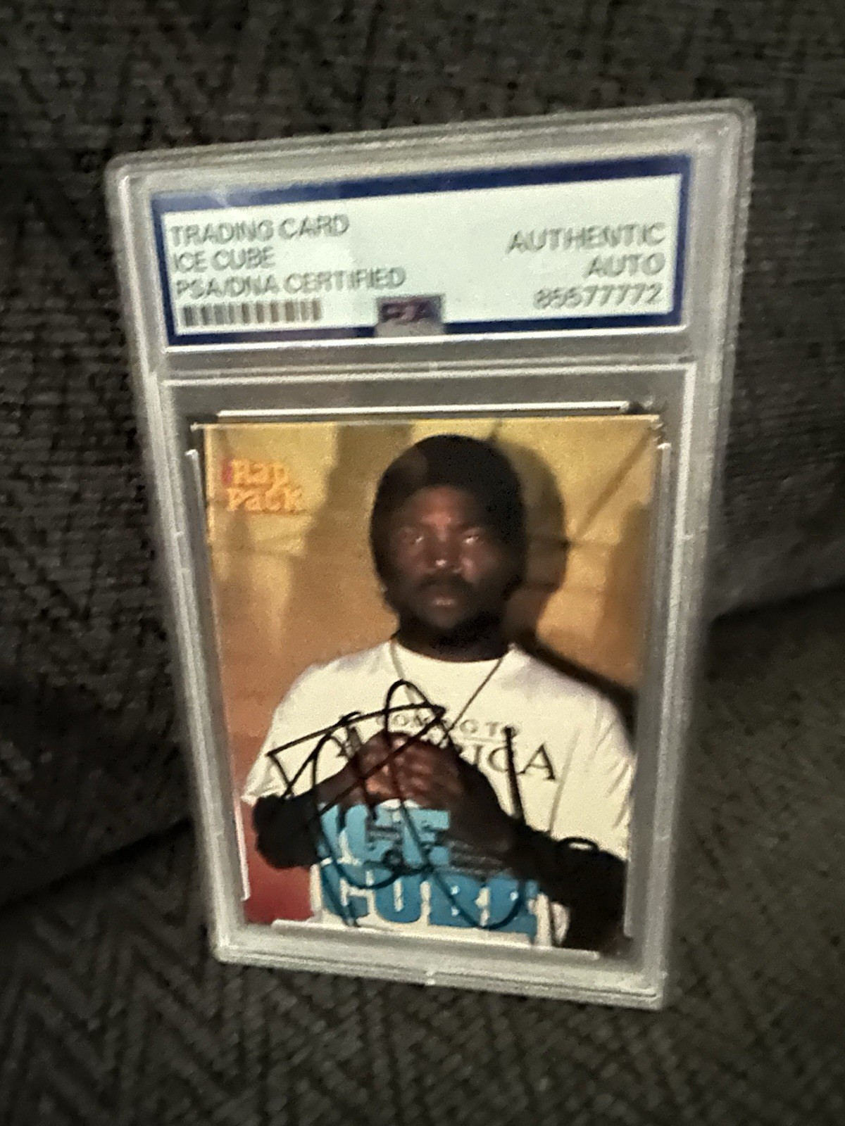 Ice Cube Signed 1991 Rap Pack Trading Card #48 PSA /DNA Slab COA Authenticated