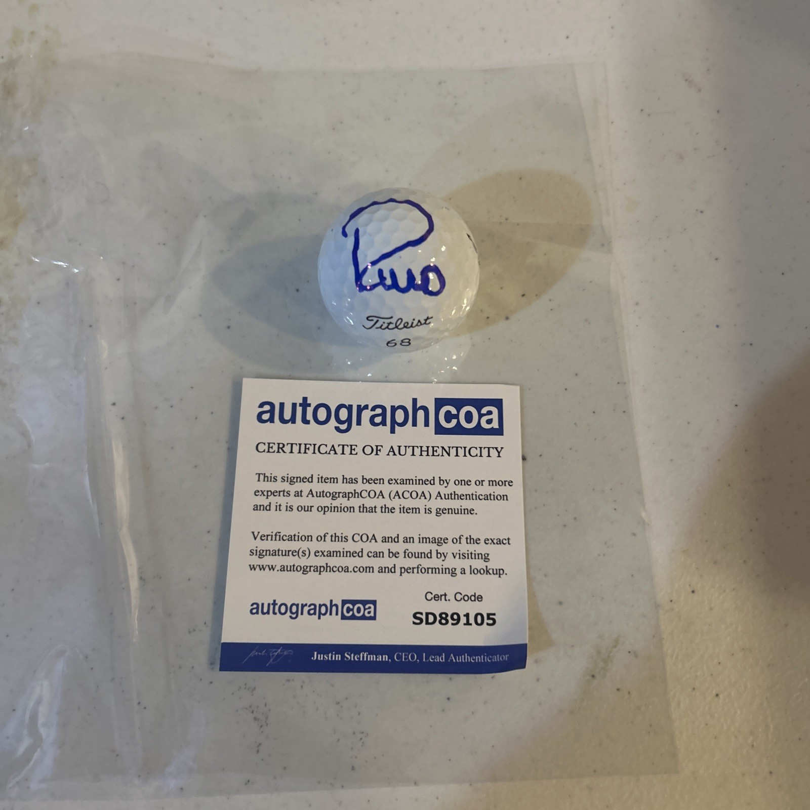 ROCCO MEDIATE SIGNED AUTOGRAPH TITLEIST GOLF BALL ACOA PGA GOLFER