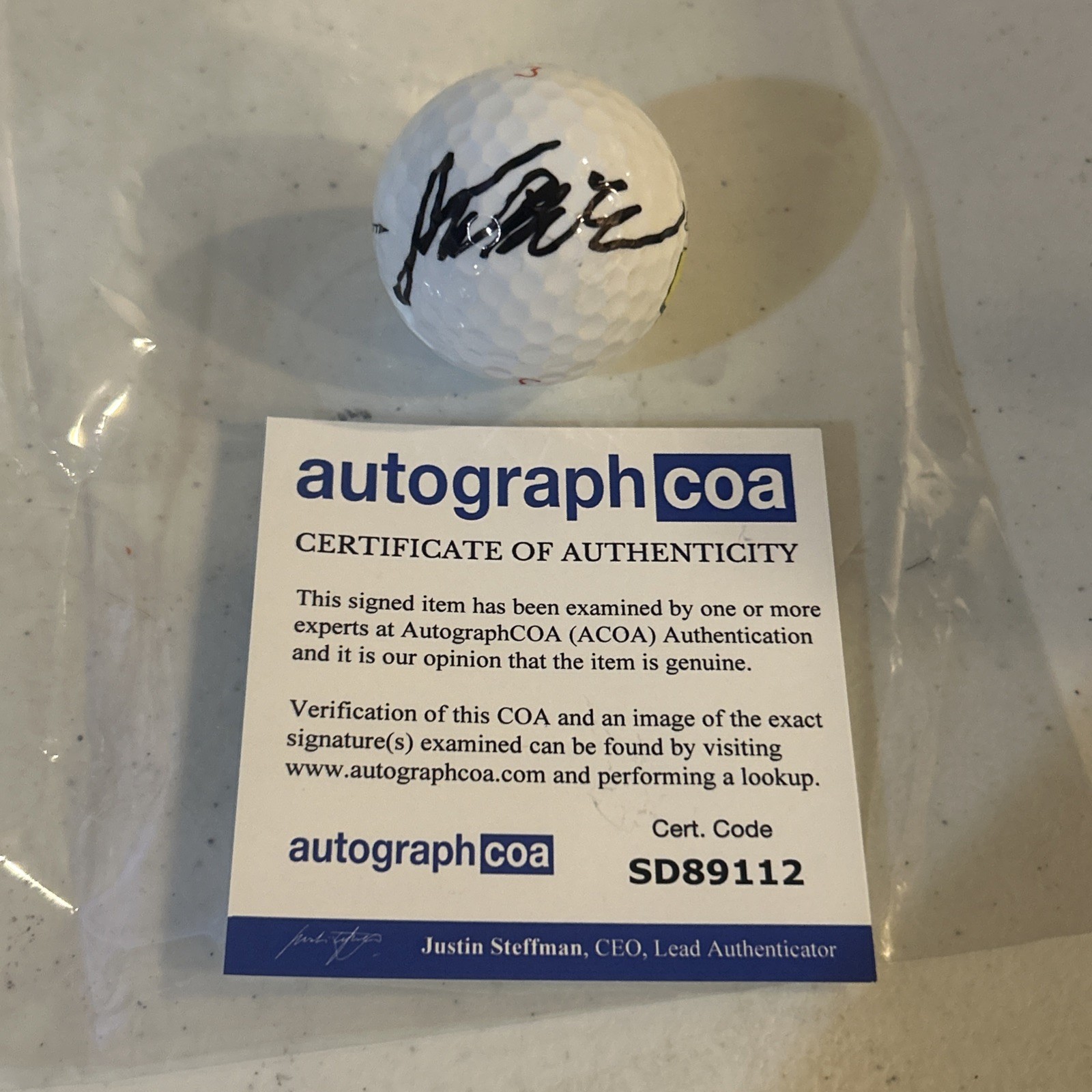 YE YANG SIGNED AUTOGRAPH MASTERS GOLF BALL ACOA TITLEIST PGA TOUR MAJOR CHAMP
