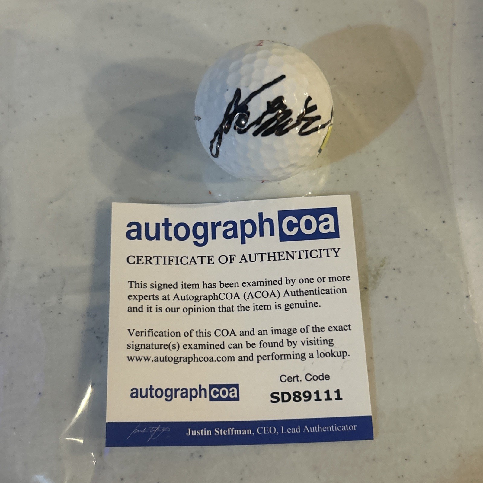 YE YANG SIGNED AUTOGRAPH MASTERS GOLF BALL ACOA TITLEIST PGA TOUR MAJOR CHAMP