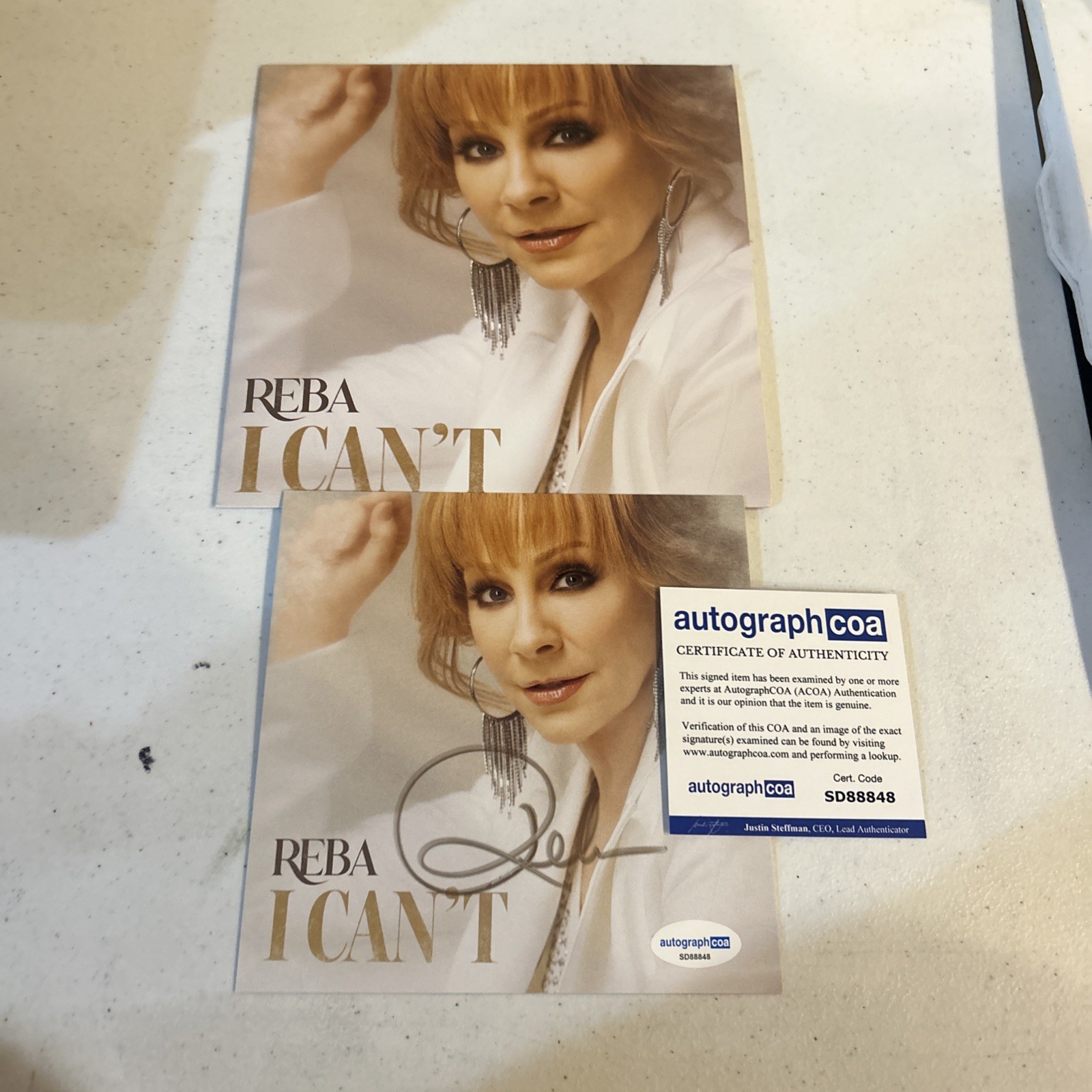 REBA MCENTIRE SIGNED AUTOGRAPH I CANT 7” VINYL ACOA RECORD LP COUNTRY STAR