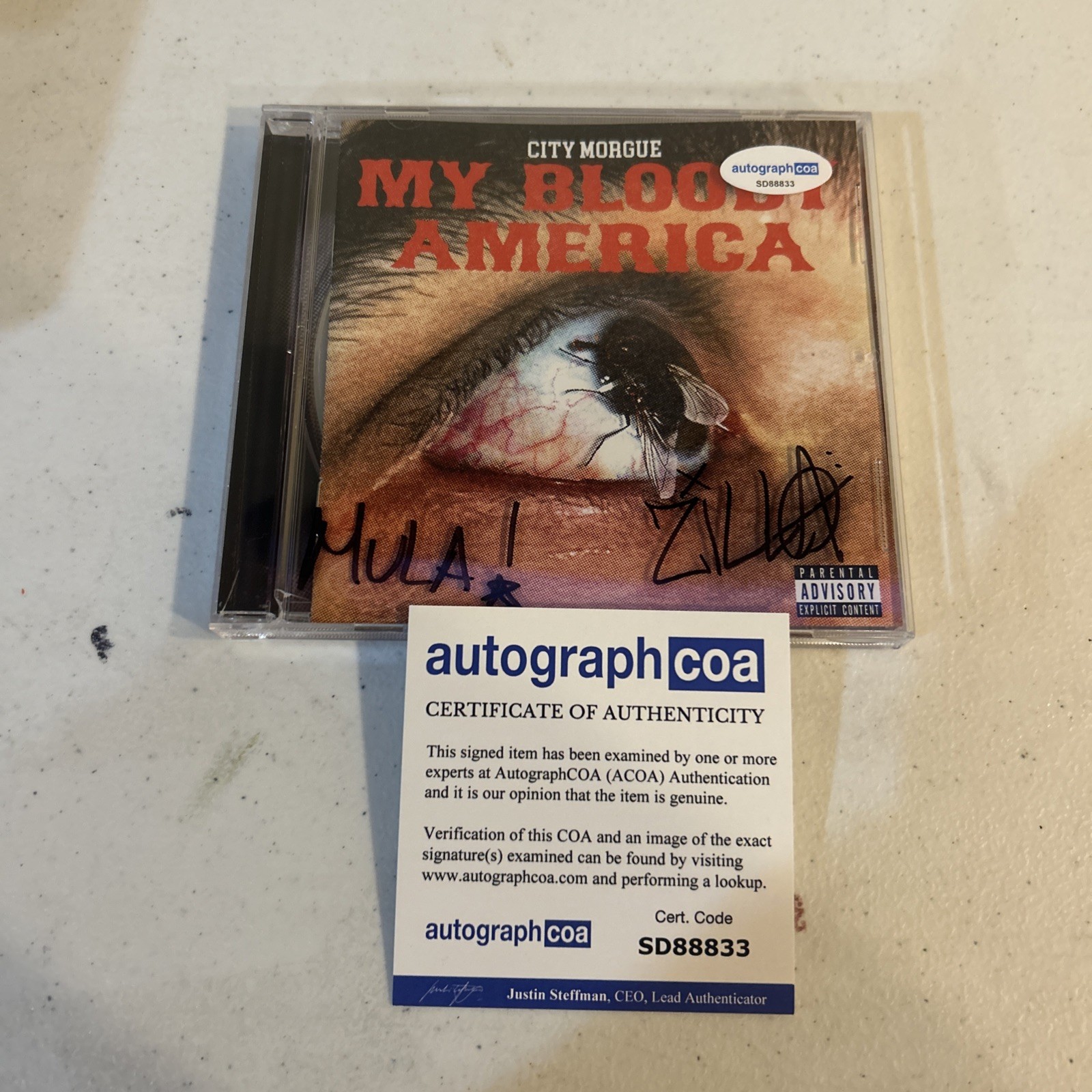 CITY MORGUE SIGNED AUTOGRAPH MY BLOODY AMERICA CD CASE ACOA COA