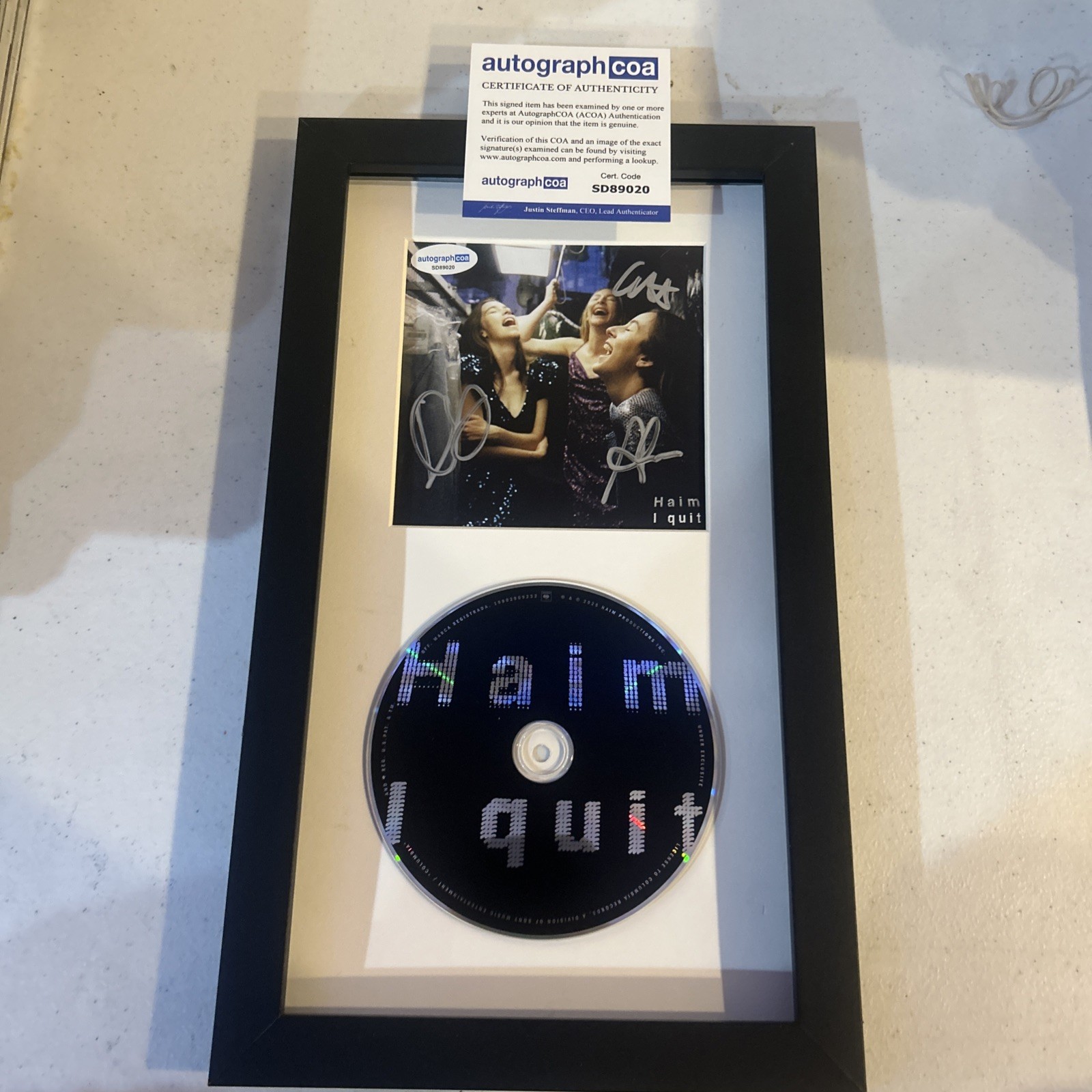 HAIM SIGNED AUTOGRAPH FRAMED CD DISPLAY ACOA I QUIT