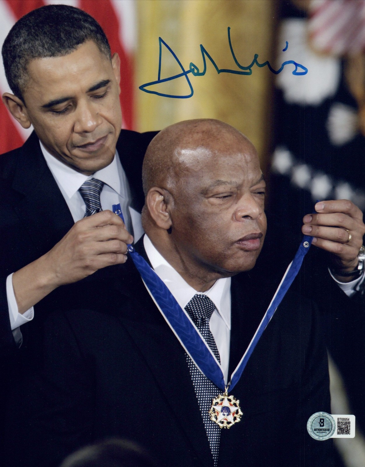 John Lewis Signed 8x10 Photo Civil Rights Obama Medal of Freedom Beckett COA