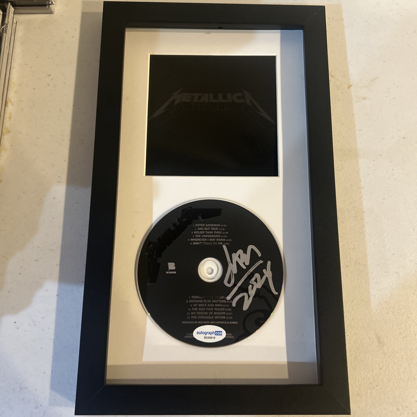 JASON NEWSTED SIGNED AUTOGRAPH METALLICA FRAMED CD DISPLAY ACOA BLACK ALBUM