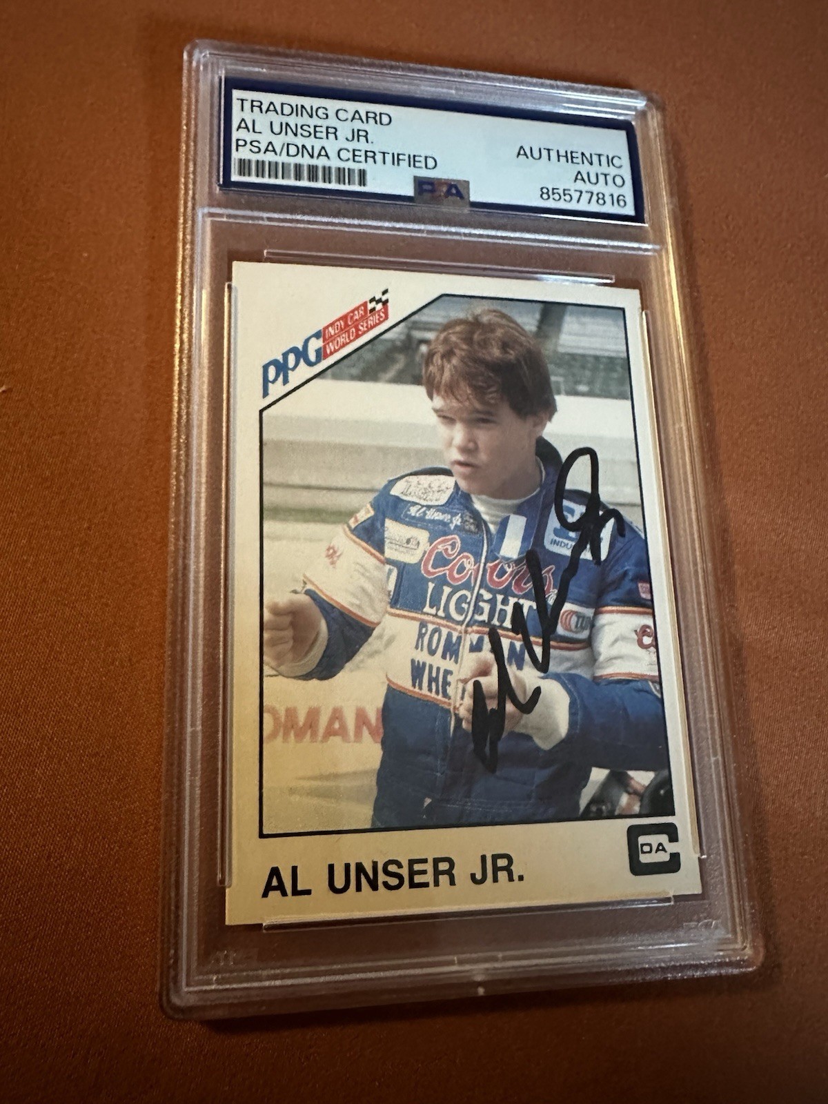 Al Unser Jr Signed 1983 PPG Indy Car Card #43 PSA /DNA COA RC Rookie