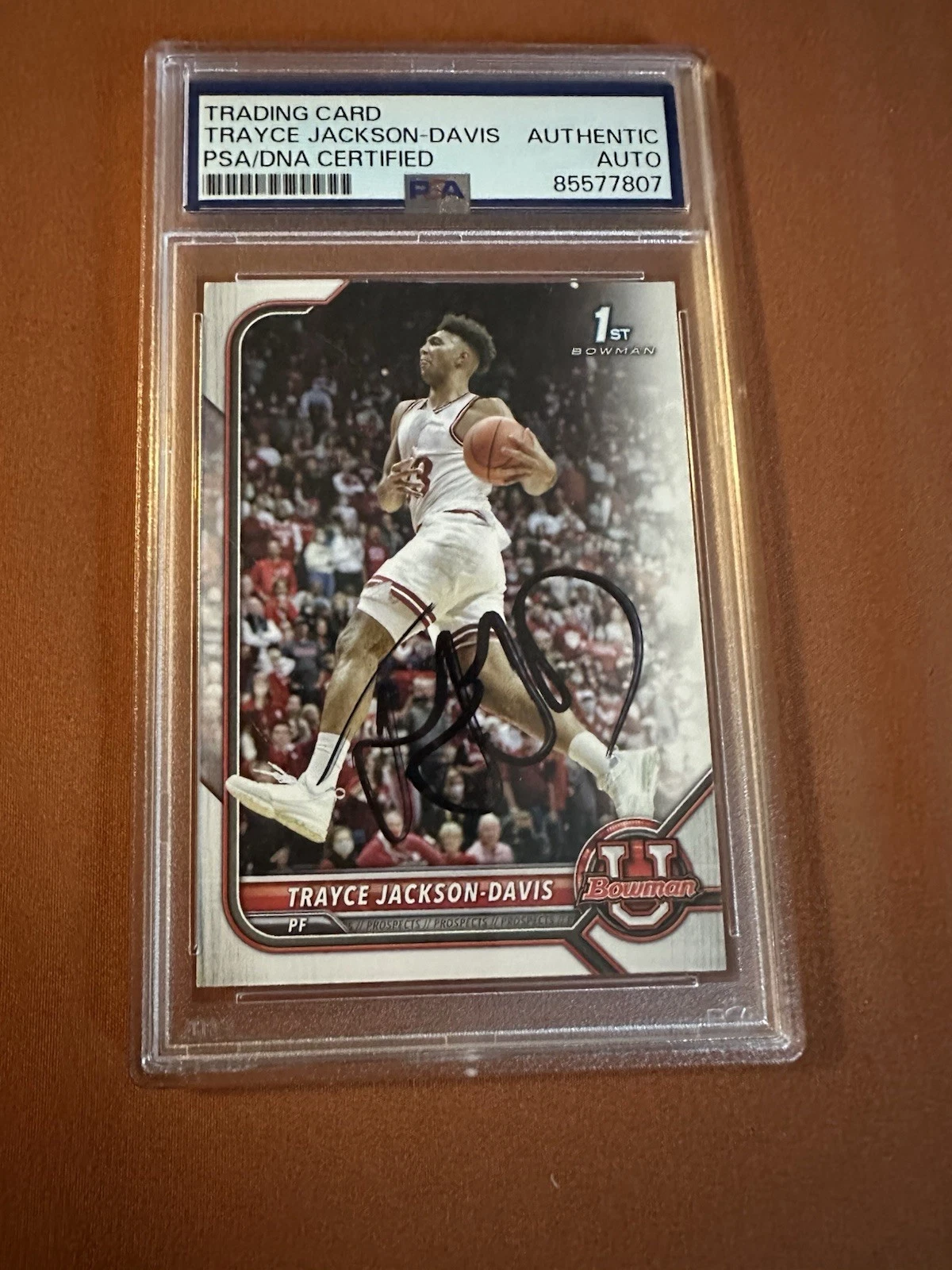 Trayce Jackson Davis Signed 2022 Bowman U #40 Trading Card PSA /DNA Slab COA RC