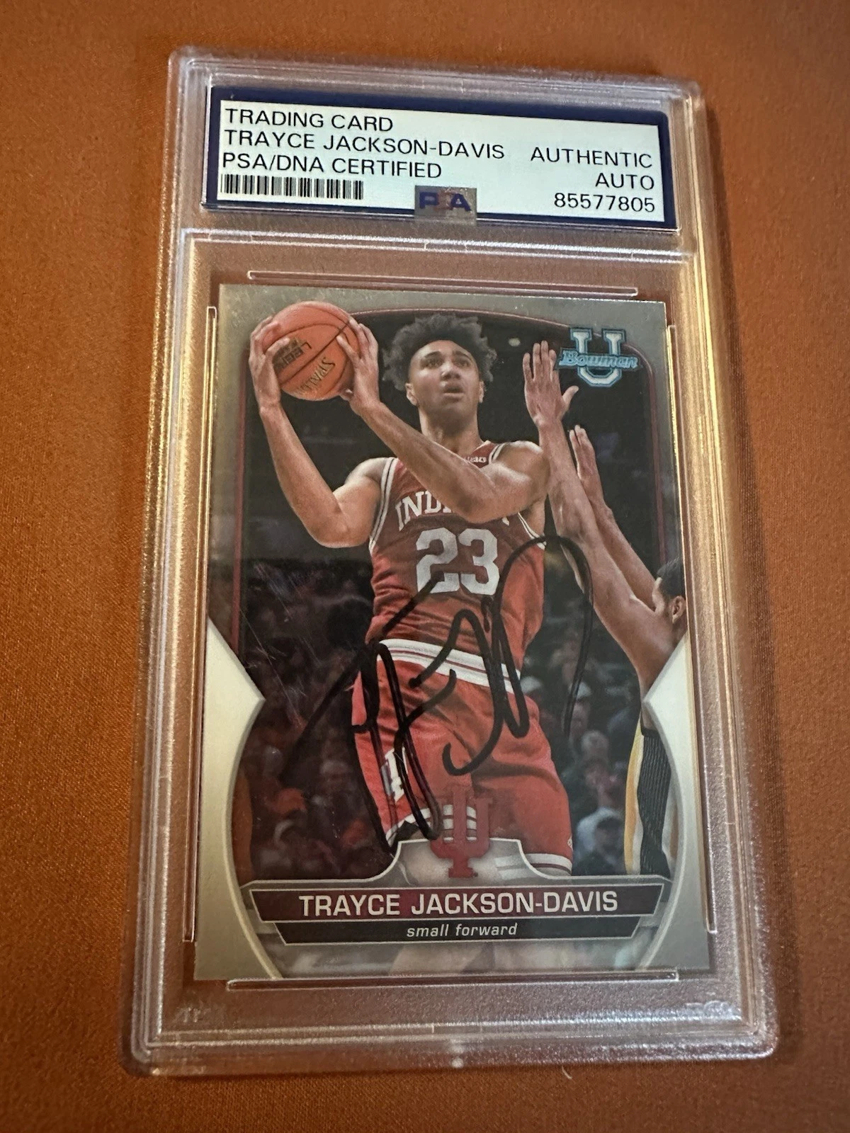 Trayce Jackson Davis Signed 2023 Bowman U #40 Trading Card PSA /DNA Slab COA