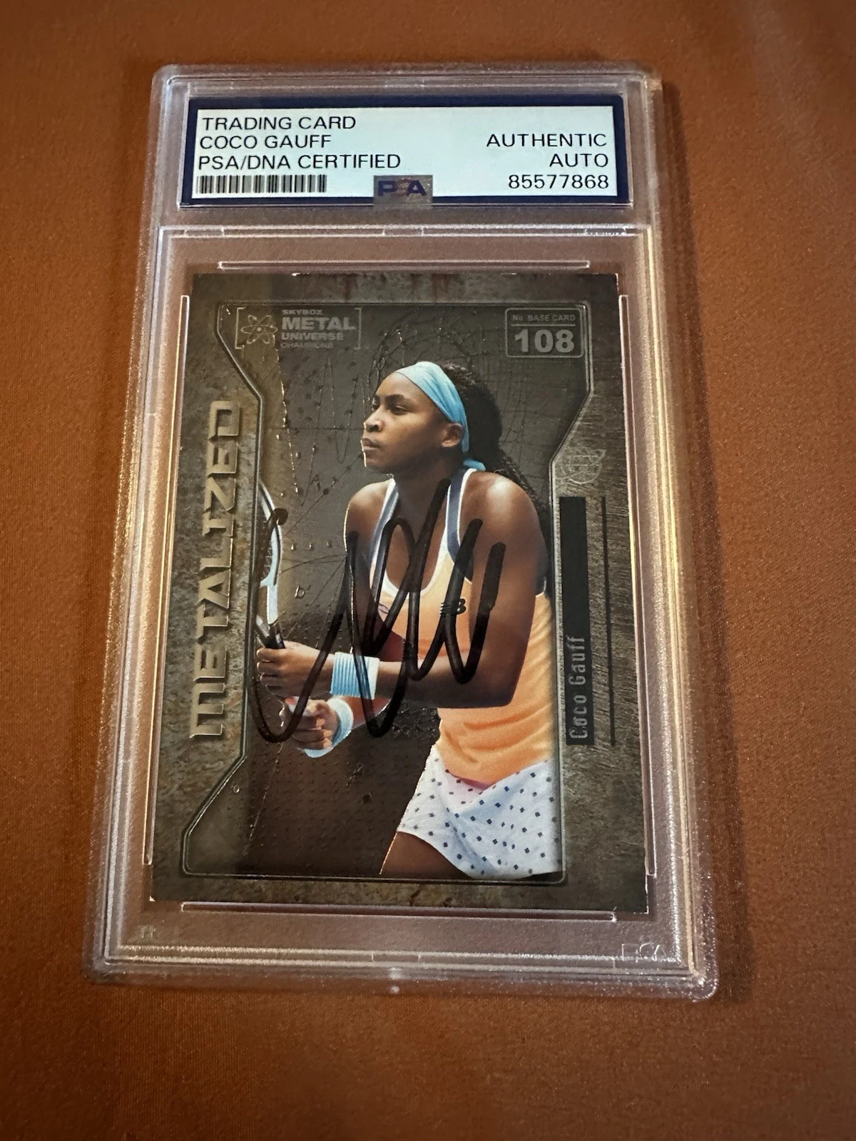 Coco Gauff Signed 2021 Skybox Metal Card #108 PSA /DNA COA RC Rookie