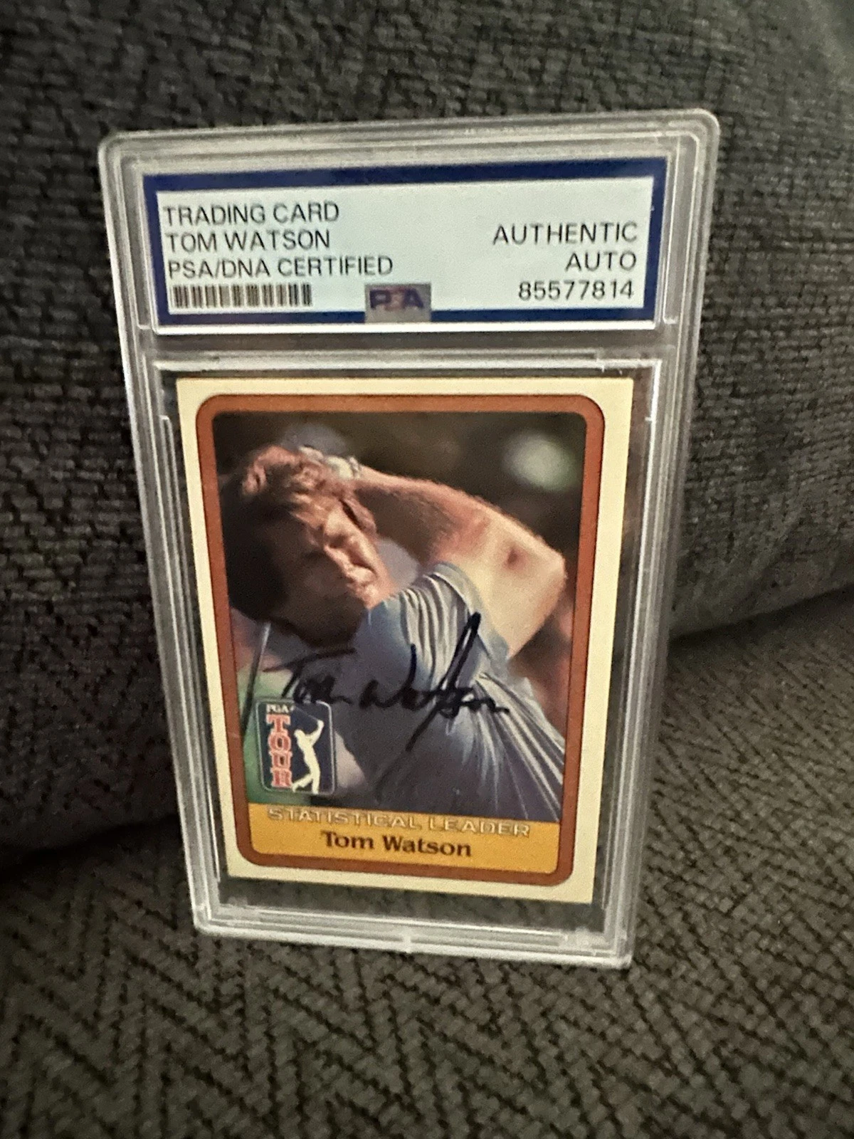 Tom Watson Signed 1981 Donruss Card #NNO PSA /DNA Slab COA Stat Leader RC Rookie