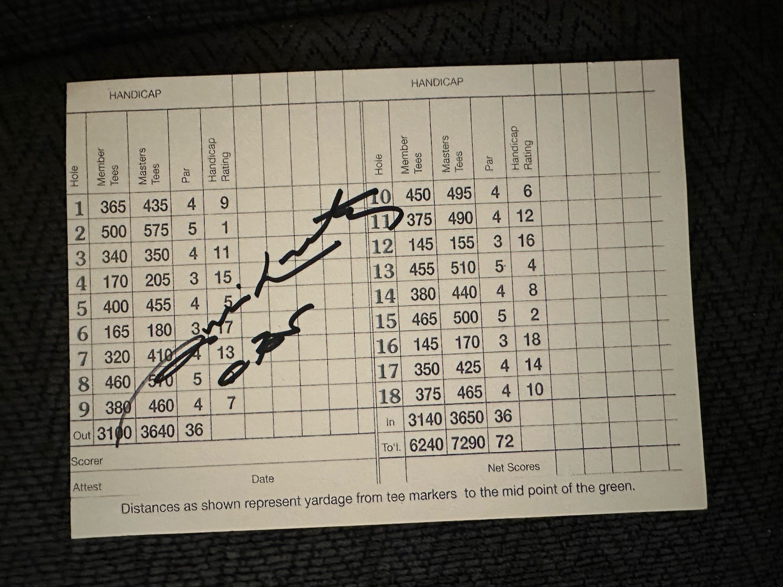 Jim Nantz Signed Masters Scorecard Autographed Announcing Legend