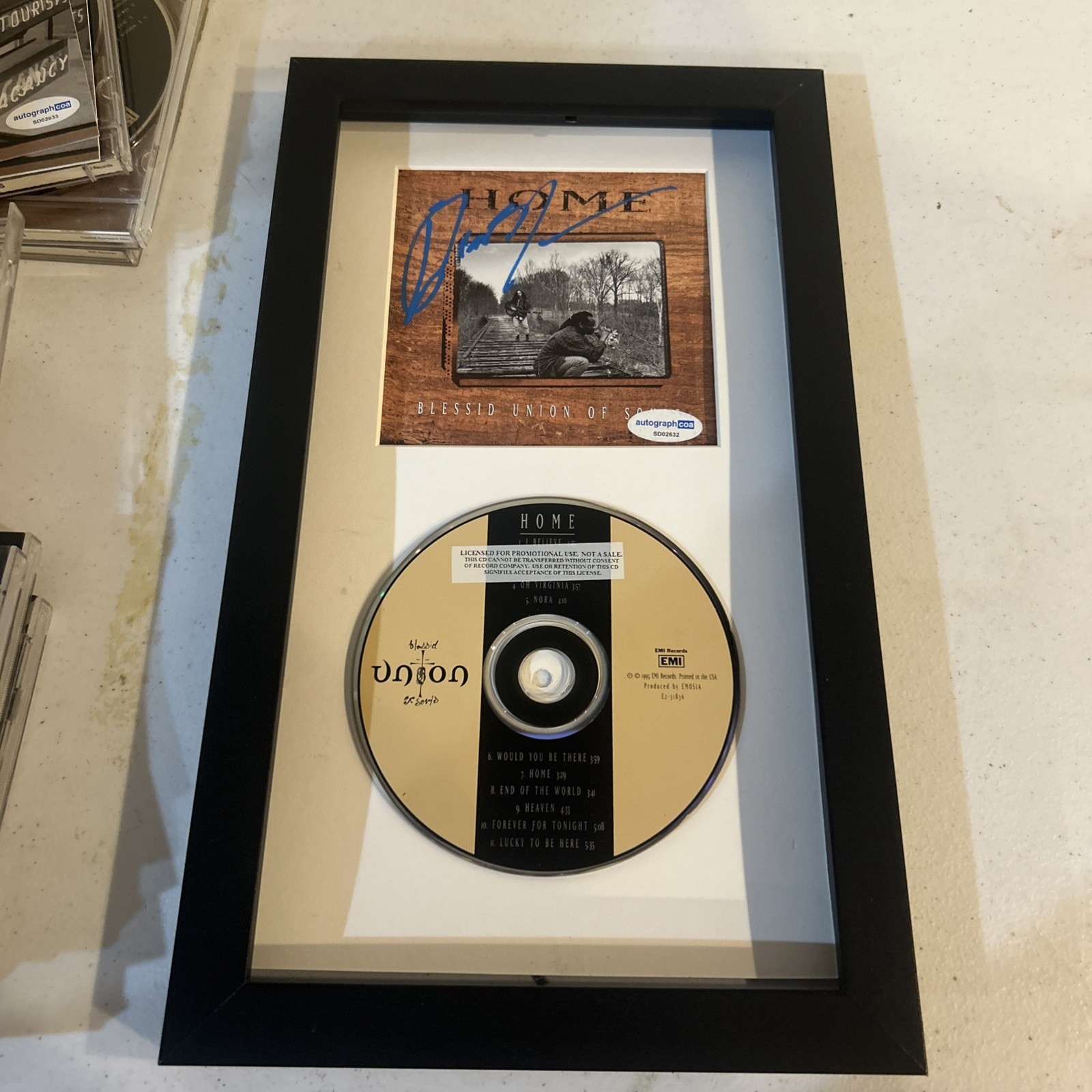 ELIOT SLOAN BLESSID UNION OF SOULS SIGNED AUTOGRAPH FRAMED CD DISPLAY ACOA HOME