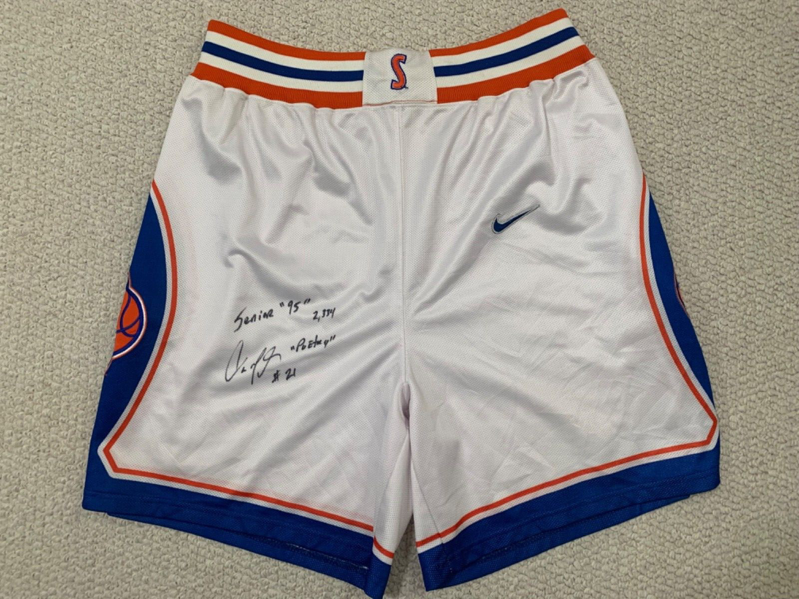 LAWRENCE MOTEN GAME WORN SIGNED HOME SYRACUSE SHORTS FROM SENIOR SEASON+JSA