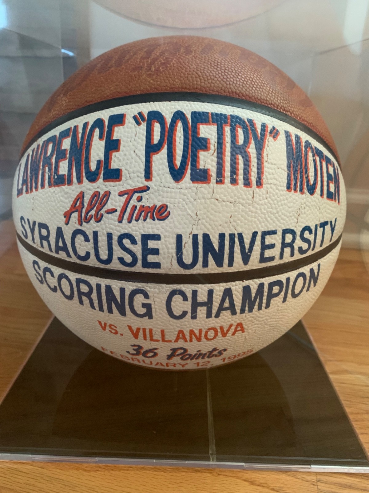 LAWRENCE MOTEN GAME BALL PRESENTED TO HIM AFTER BECOMING ALL TIME SCORING LEADER