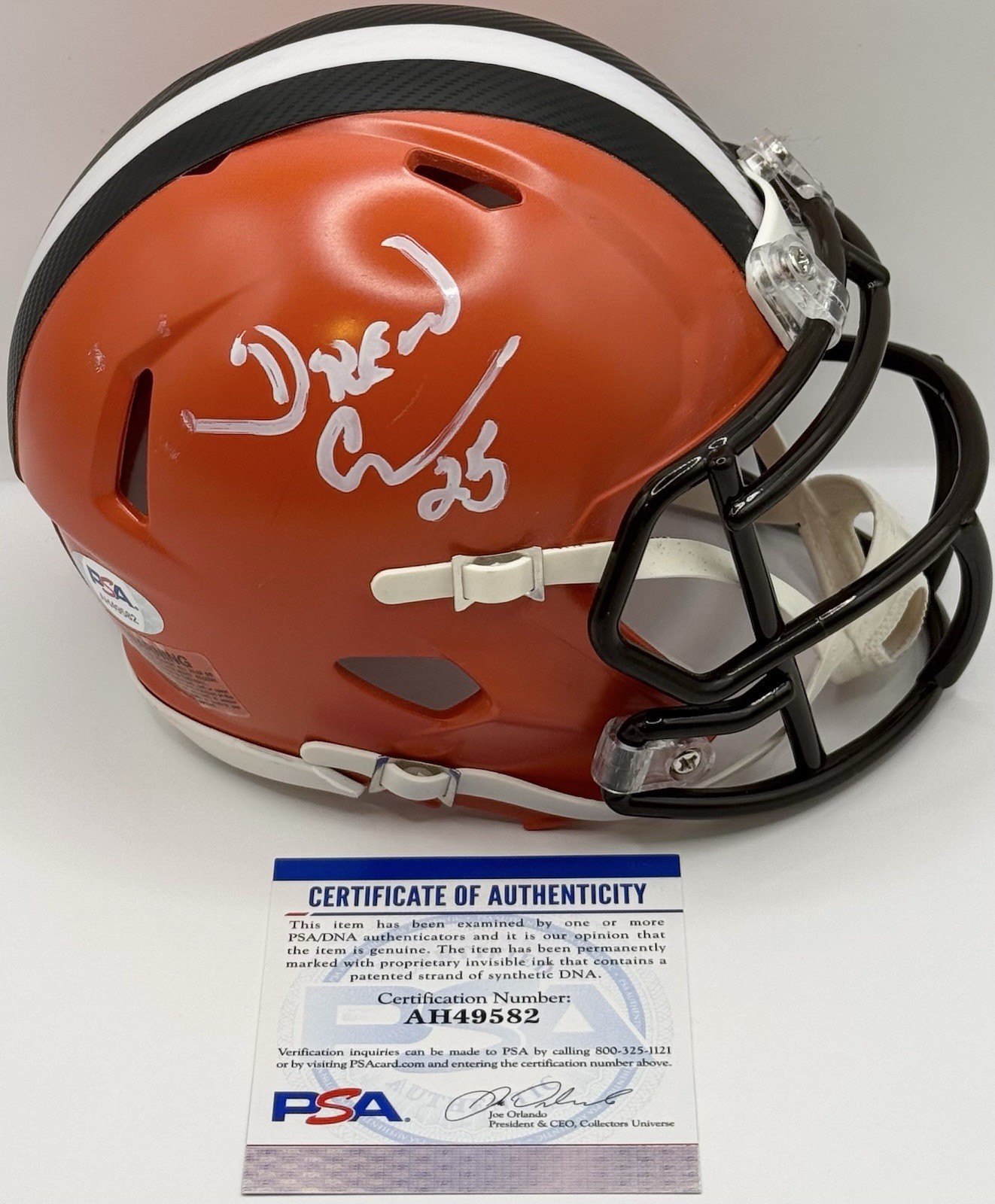 Drew Carey Signed Autographed Cleveland Browns Mini Helmet PSA/DNA Coa