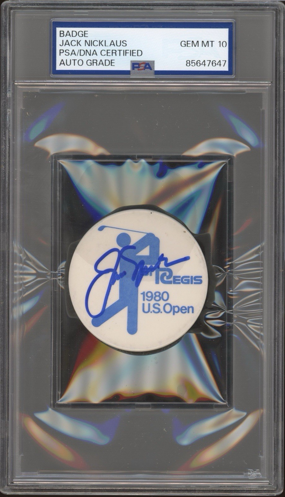 Jack Nicklaus Signed 1980 US OPEN CHAMPION Golf Badge PSA GEM MINT 10 AUTO
