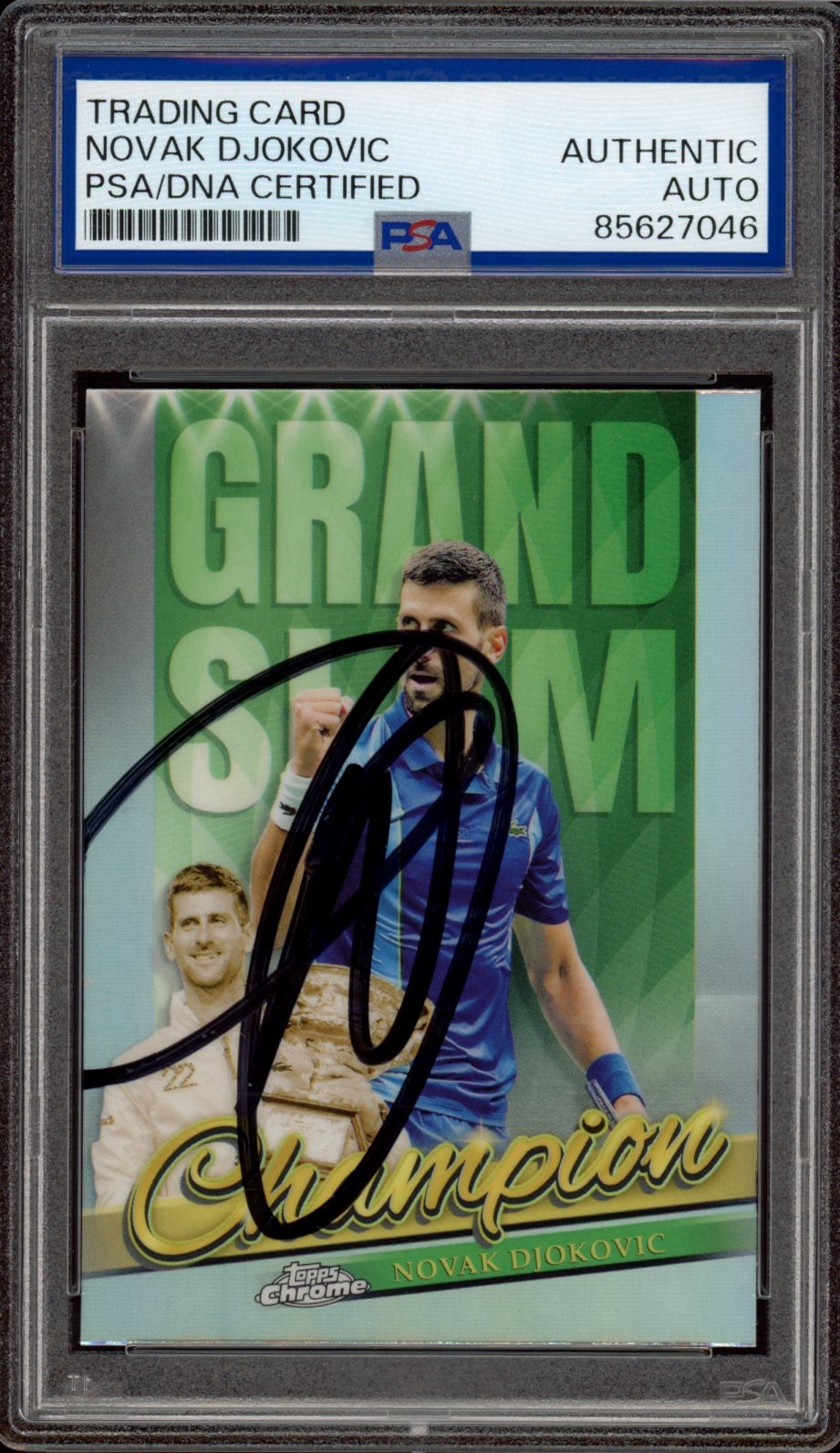 2024 Topps Chrome #GSCND Novak Djokovic Signed Grand Slam Champion Card PSA AUTO