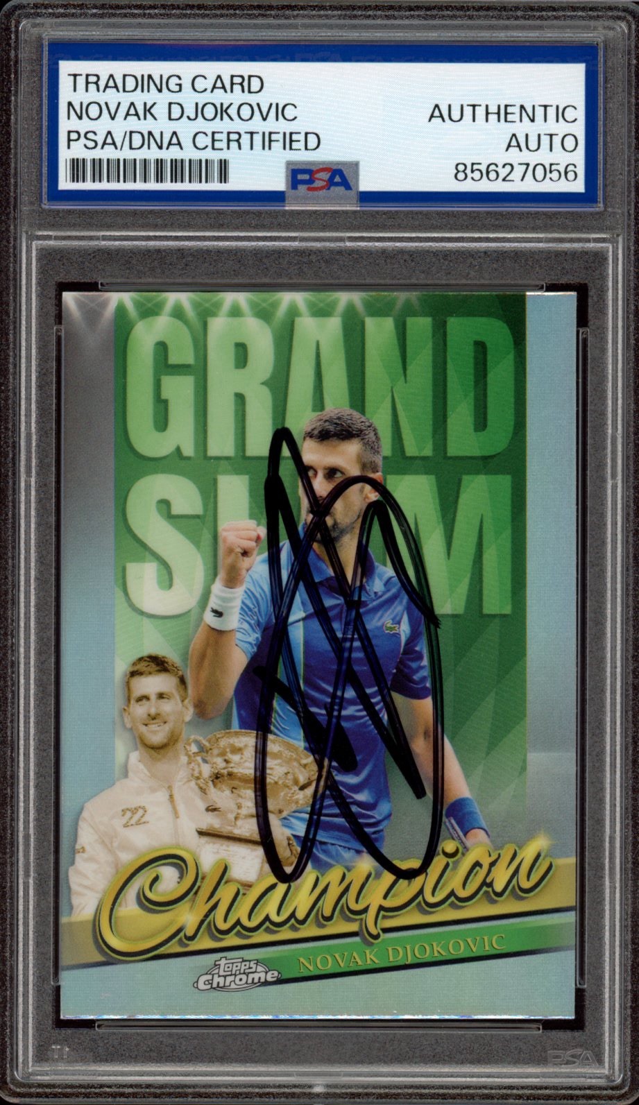 2024 Topps Chrome #GSCND Novak Djokovic Signed Grand Slam Champion Card PSA AUTO