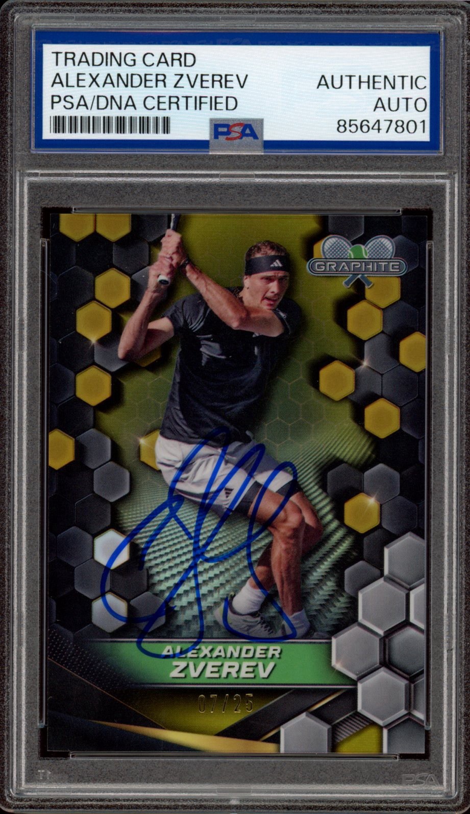 2024 Topps Graphite Tennis #63 Alexander Zverev Signed Gold /25 Rookie PSA AUTO
