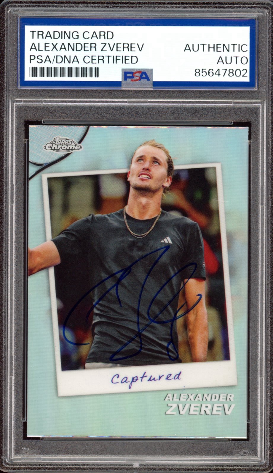 2024 Topps Chrome Tennis Alexander Zverev Signed Captured Rookie Card PSA AUTO