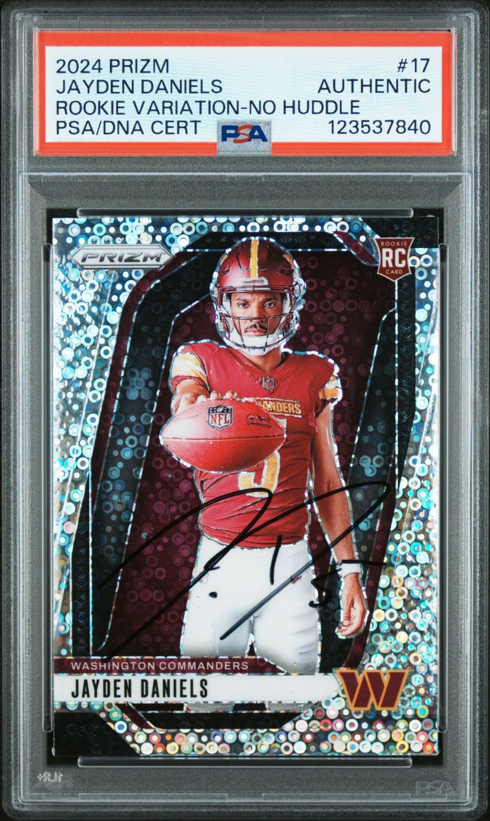 Jayden Daniels Autographed 2024 Panini Prizm No Huddle Disco Rookie Auto PSA/DNA