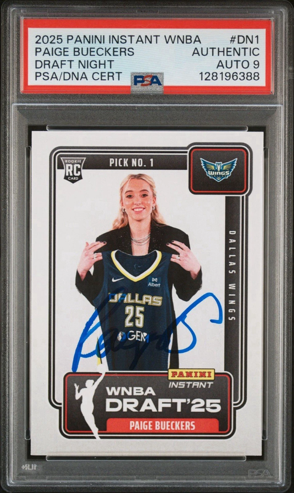 2025 Panini Instant WNBA #DN1 Paige Bueckers Draft Night Rookie PSA MINT 9 AUTO