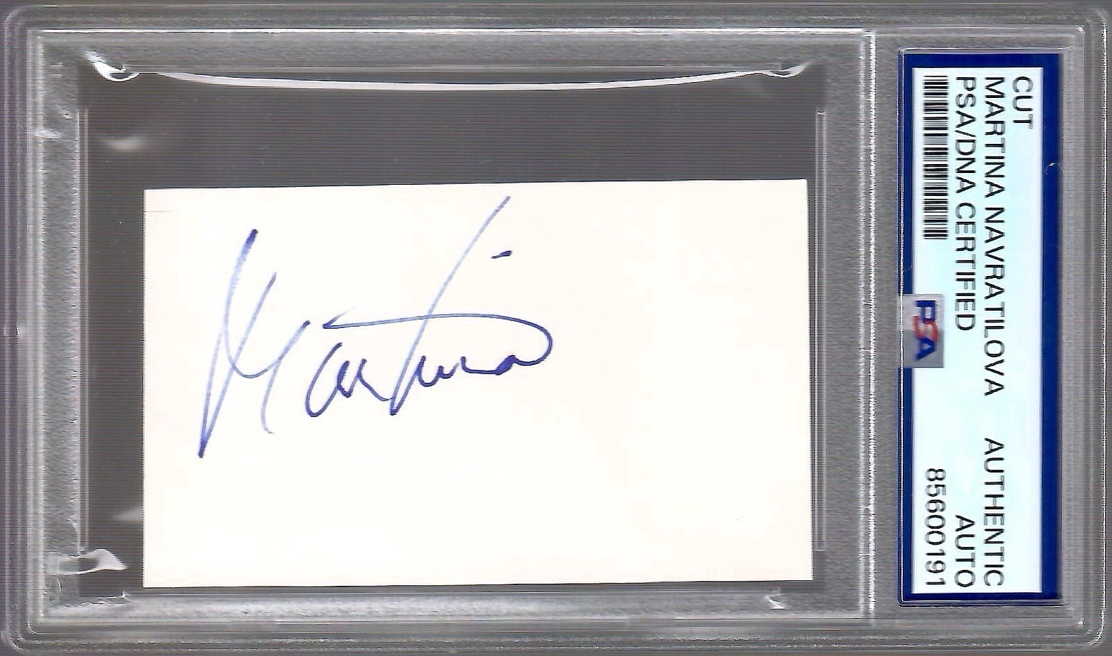 MARTINA NAVRATILOVA HAND SIGNED CUT SIGNATURE      PSA SLABBED     TENNIS LEGEND